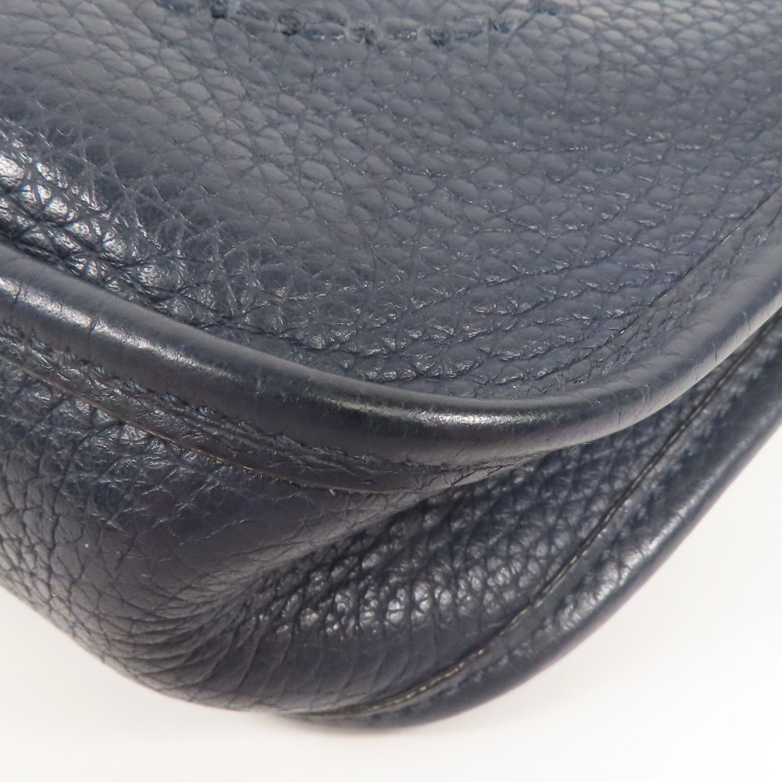 HERMES Clemence皮革Evelyne TPM銀扣肩背袋Bleu Ocean