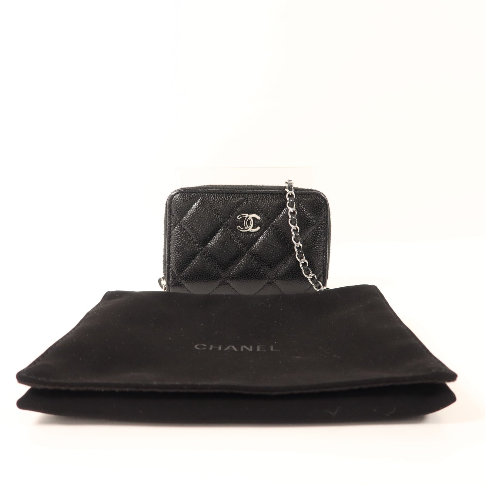 CHANEL 牛皮皮革Shoulder Bag銀扣鏈帶肩背袋