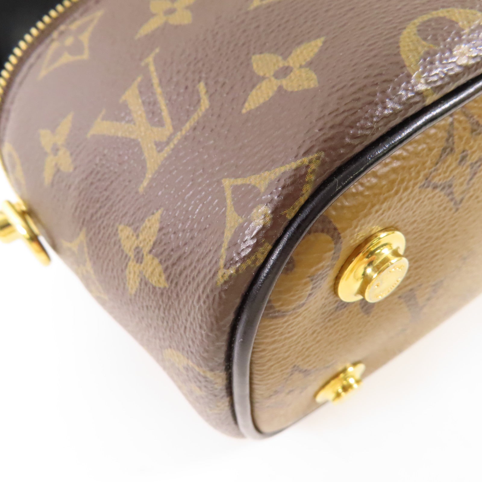 LOUIS VUITTON Monogram Reverse Vanity PM金扣手挽肩背兩用袋棕色