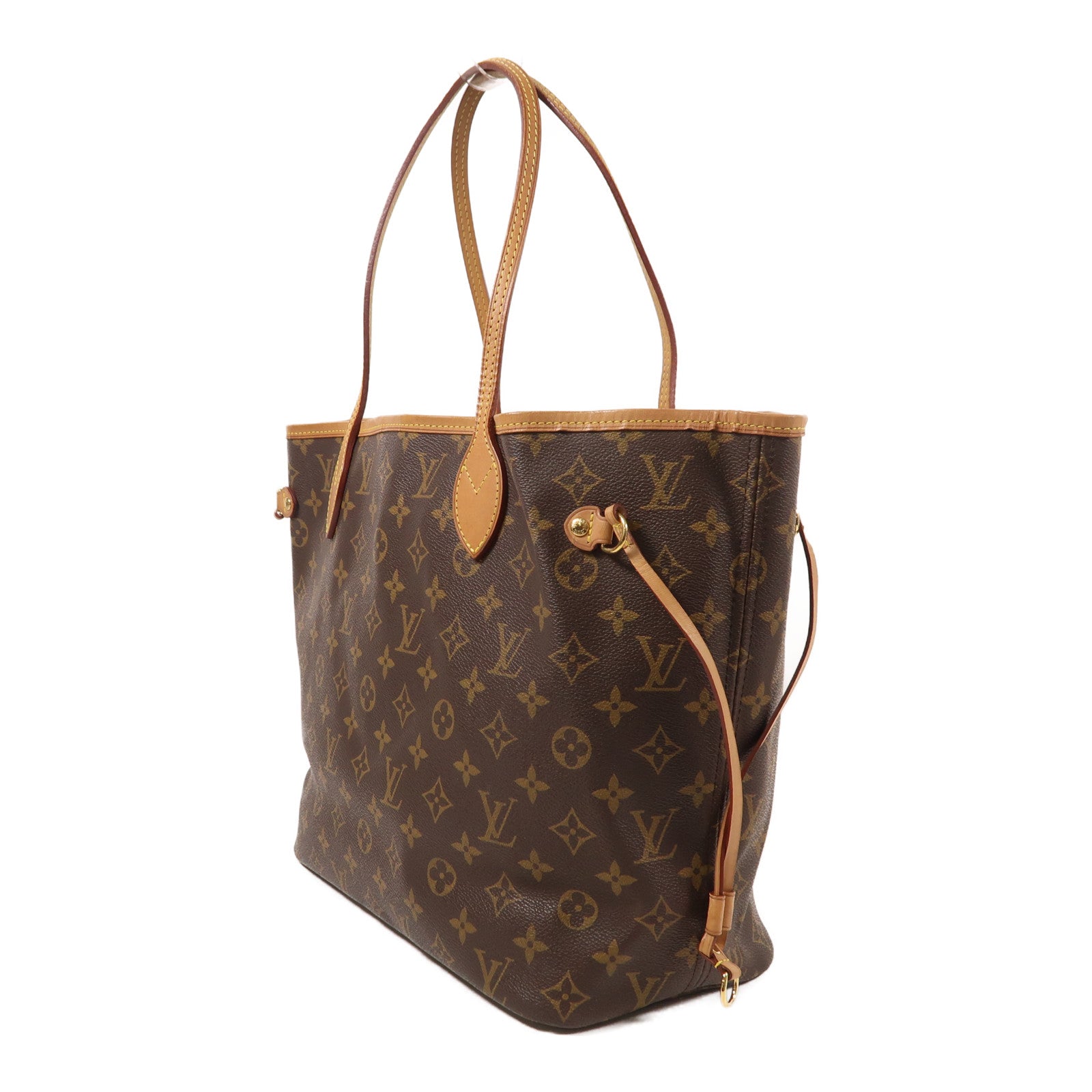 LOUIS VUITTON Monogram Neverfull MM金扣手挽袋