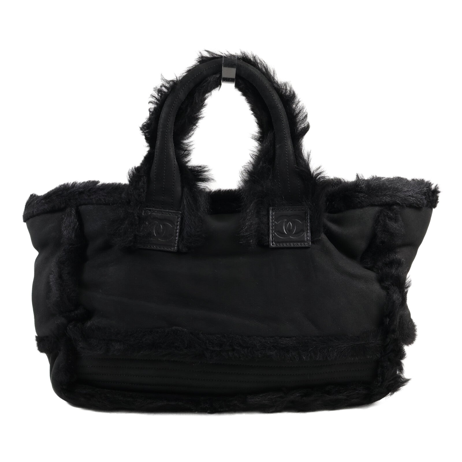 CHANEL 羊皮/羊毛Tote Bag銀扣手挽袋