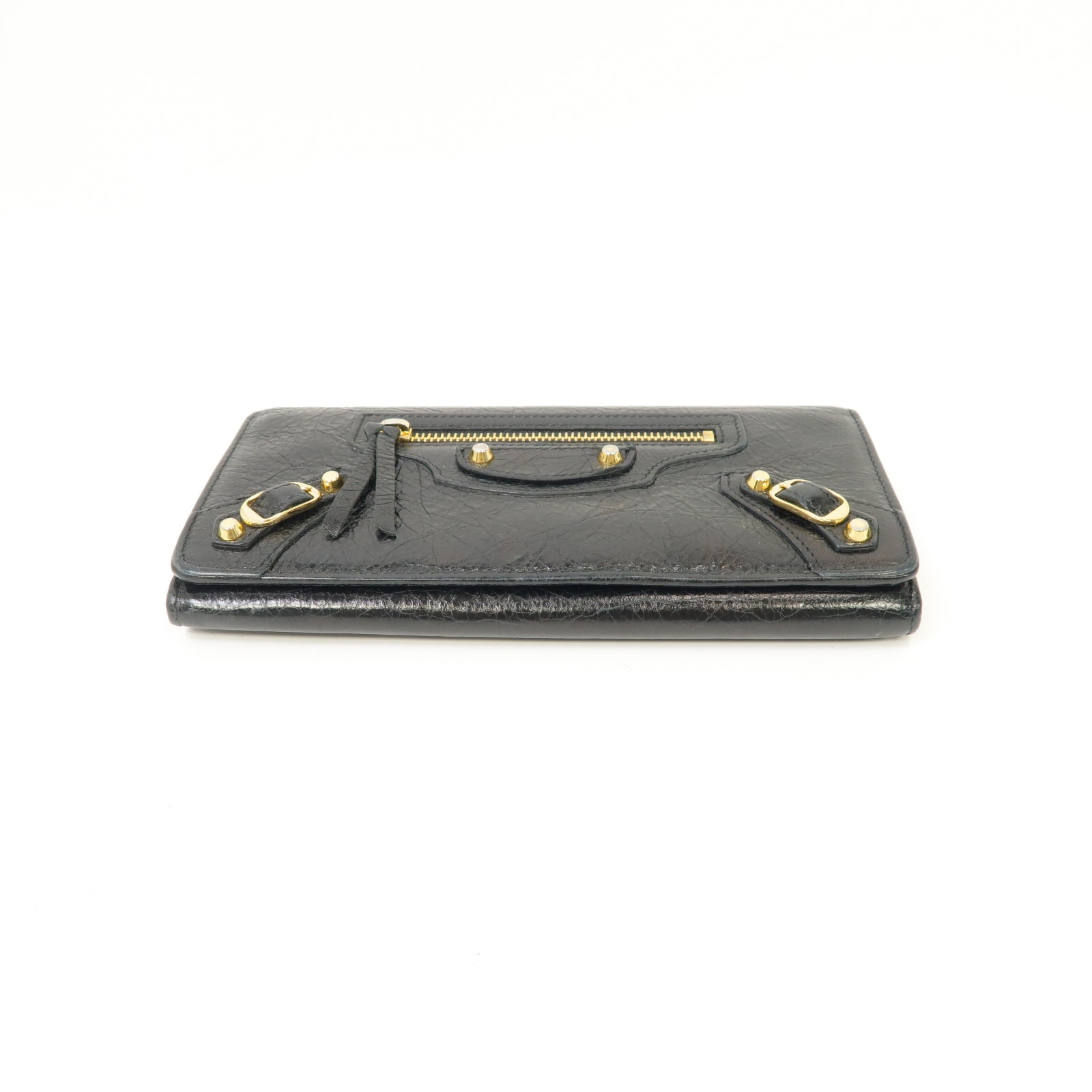 BALENCIAGA 【激減優惠】牛皮皮革Wallet金扣長錢包黑色
