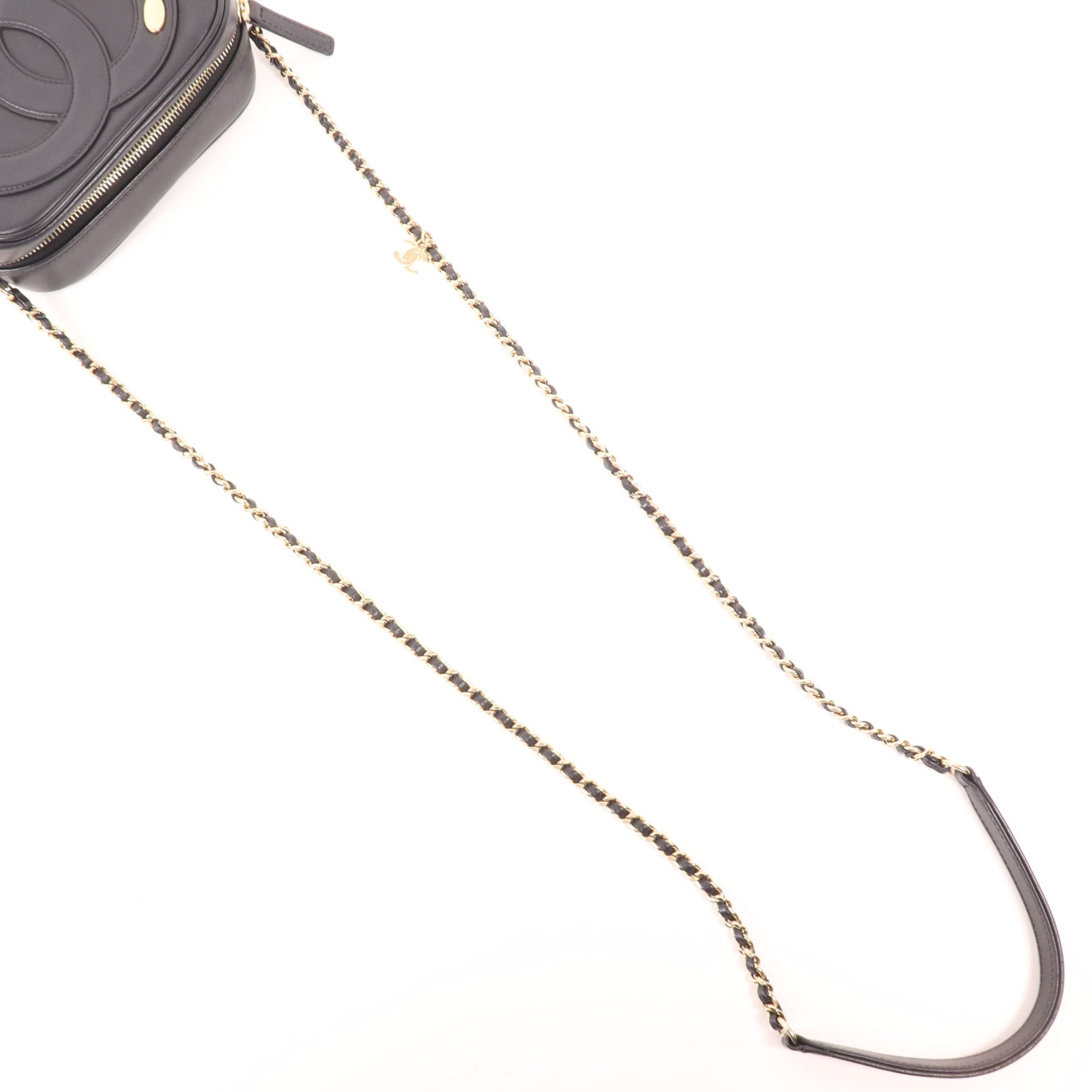 CHANEL 牛皮皮革Chain Shoulder金扣鏈帶肩背袋