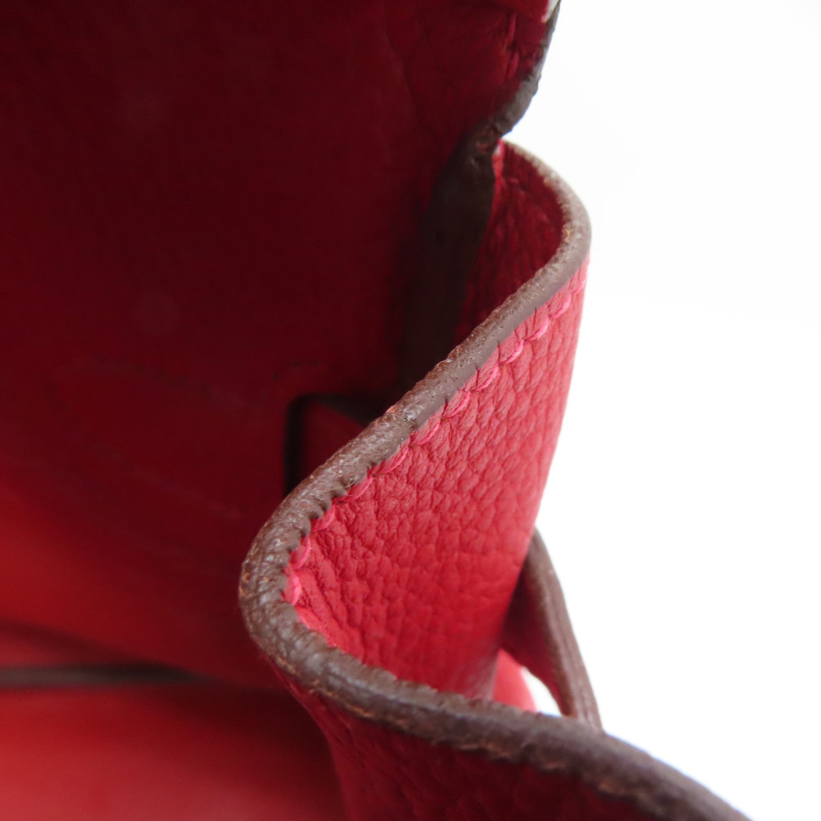 HERMES Clemence皮革Shoulder Birkin銀扣肩背袋紅色