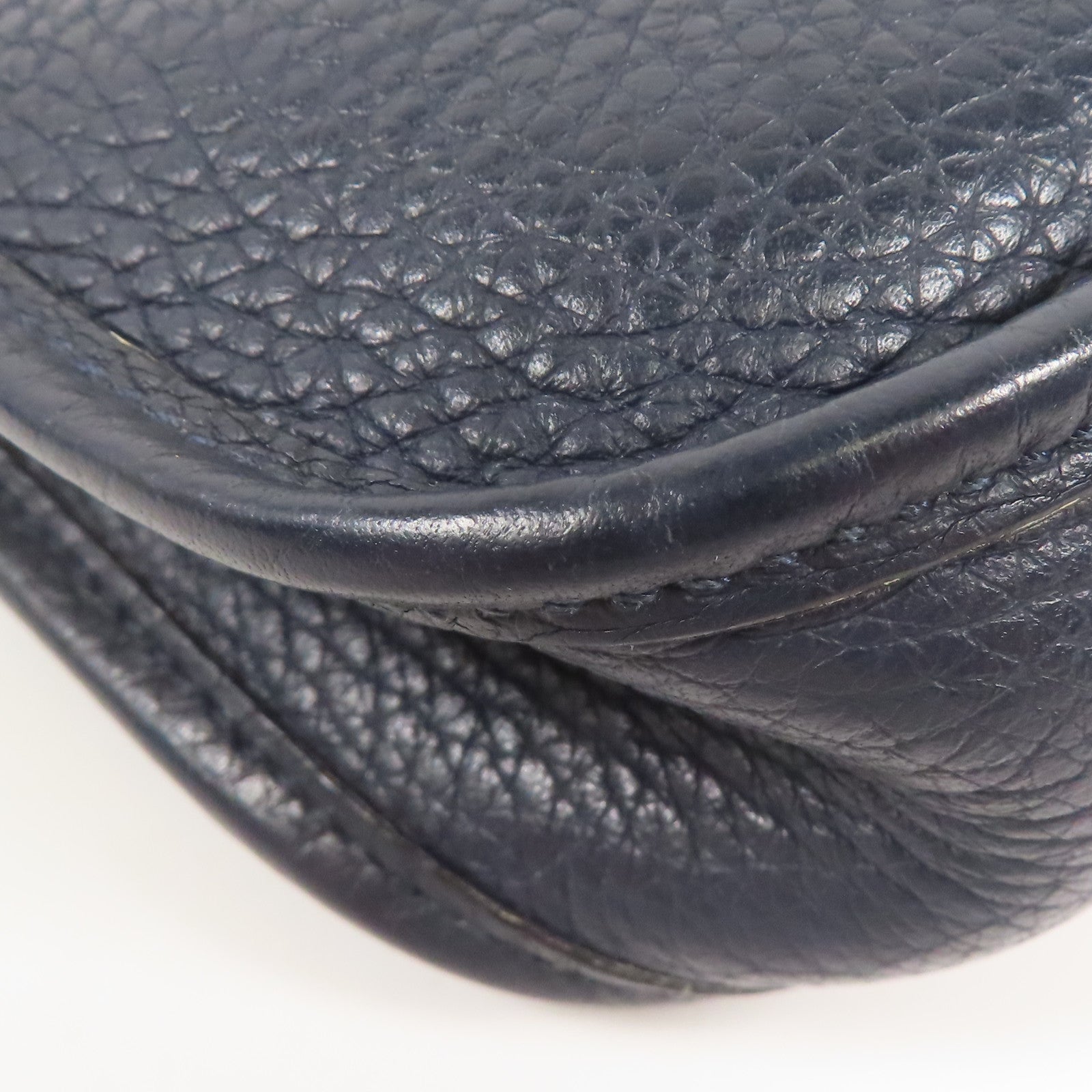 HERMES Clemence皮革Evelyne TPM銀扣肩背袋Bleu Ocean