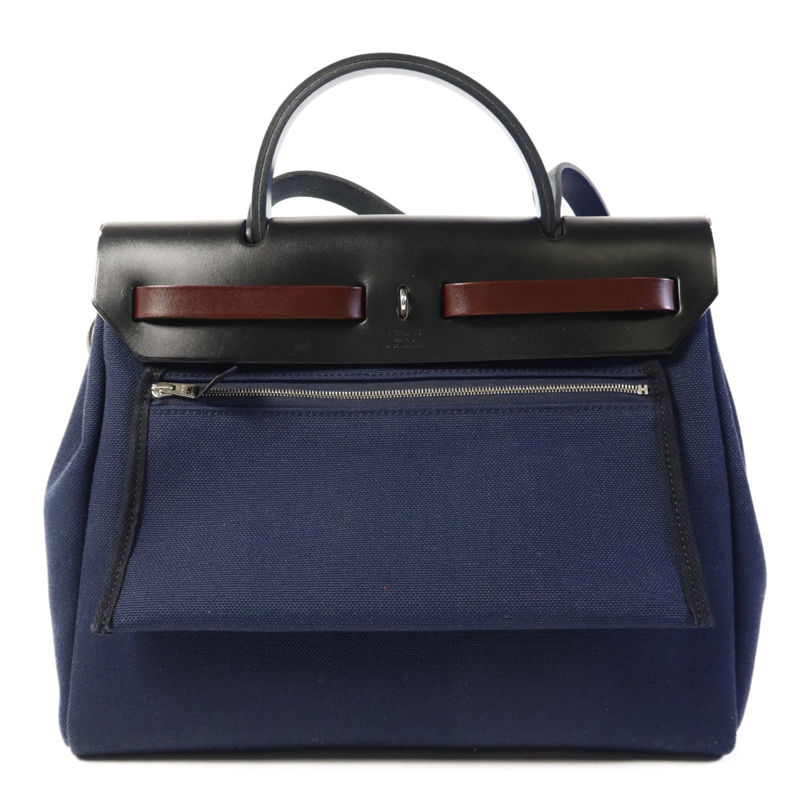 HERMES 帆布Herbag PM銀扣手挽肩背兩用袋