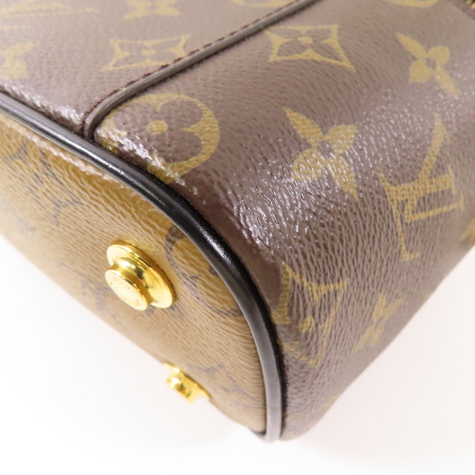 LOUIS VUITTON Monogram Reverse Vanity PM金扣手挽肩背兩用袋棕色