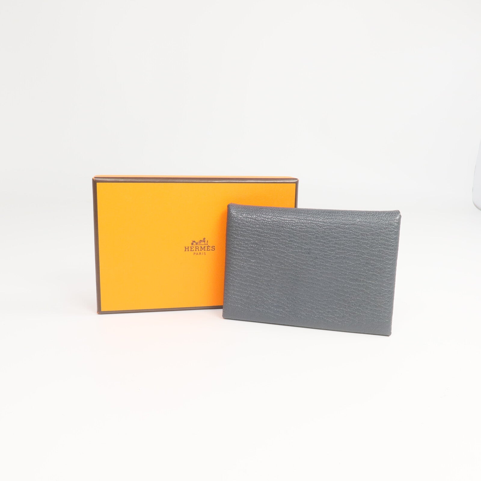 HERMES Evercolor皮革Calvi Duo卡片套Graphite