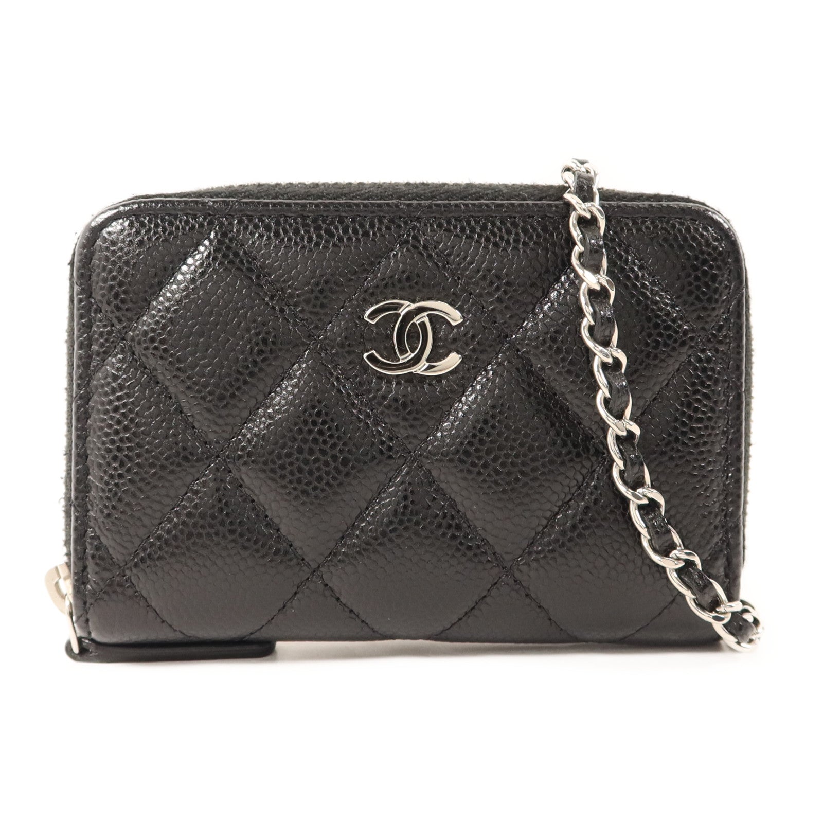 CHANEL 牛皮皮革Shoulder Bag銀扣鏈帶肩背袋