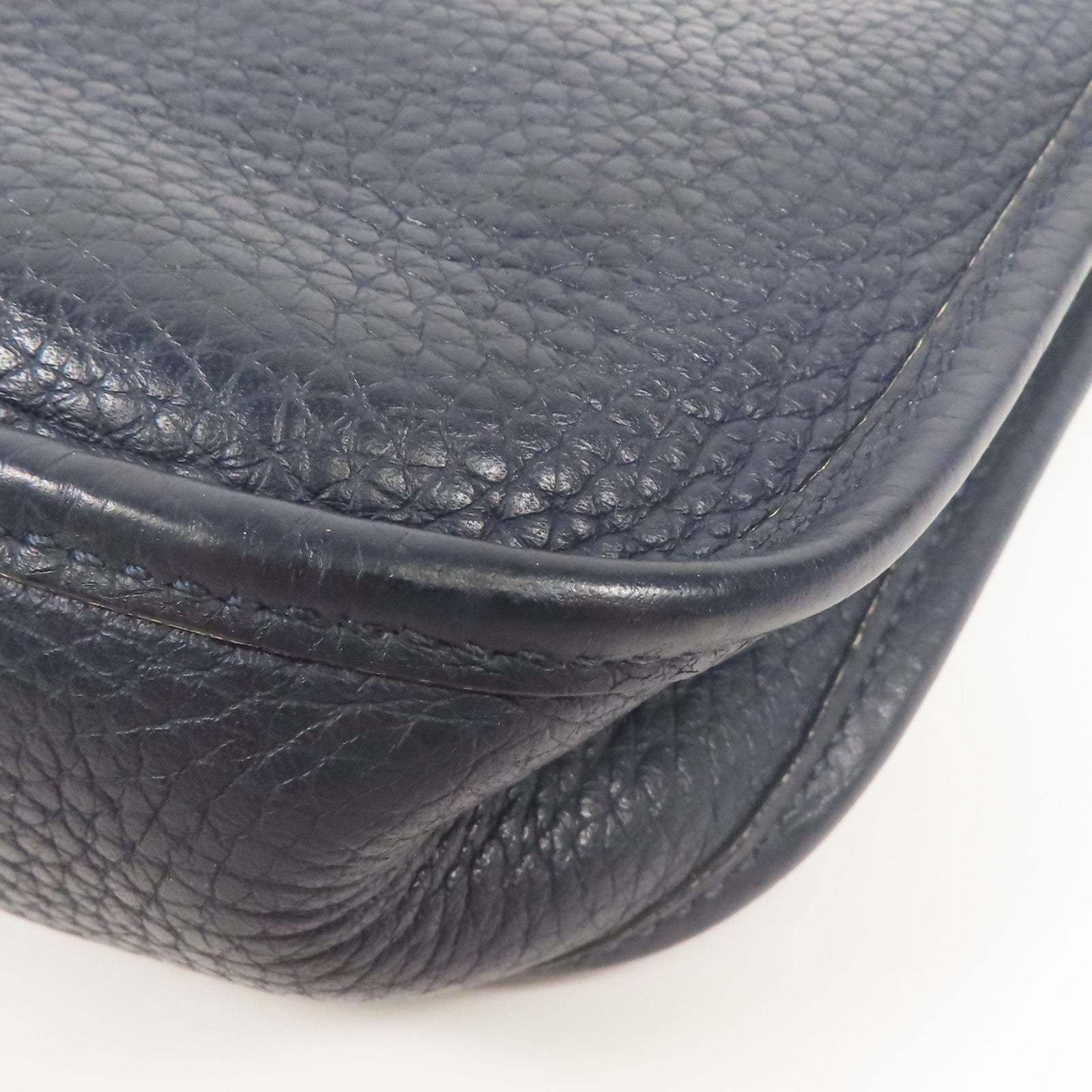 HERMES PHW Evelyne TPM Shoulder Bag Clemence Leather Bleu Ocean