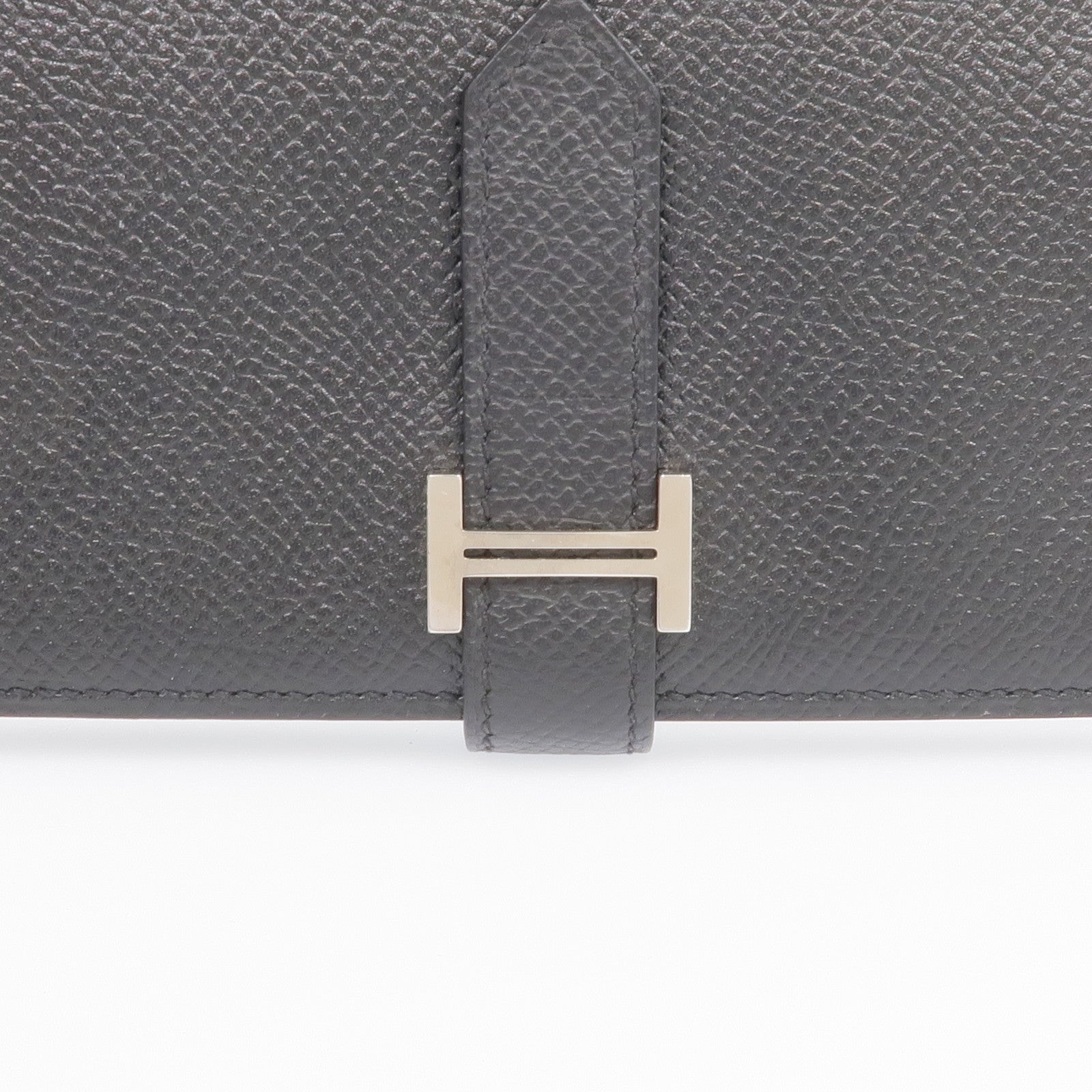 HERMES Epsom皮革Bearn Long Wallet銀扣長錢包Noir