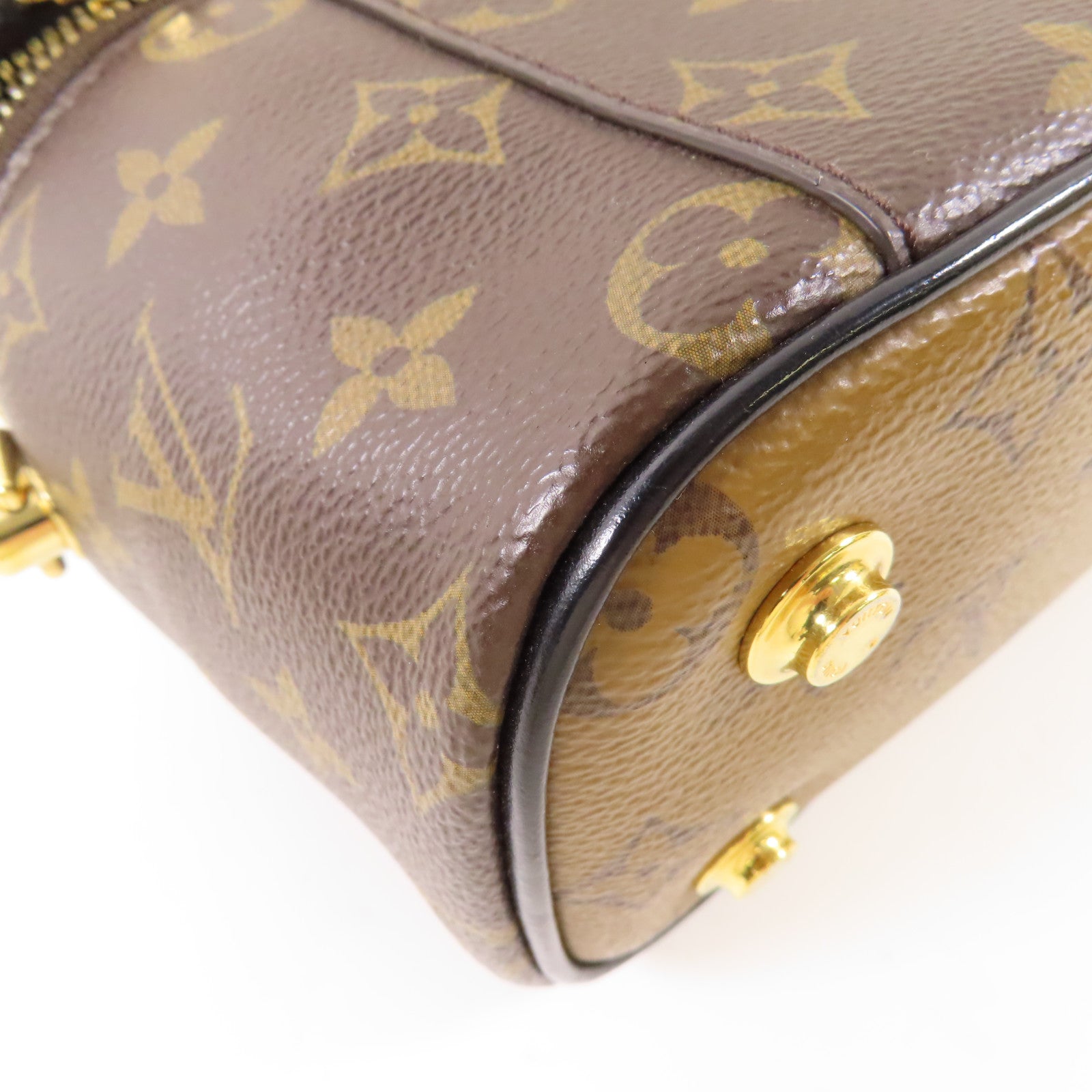 LOUIS VUITTON Monogram Reverse Vanity PM金扣手挽肩背兩用袋棕色