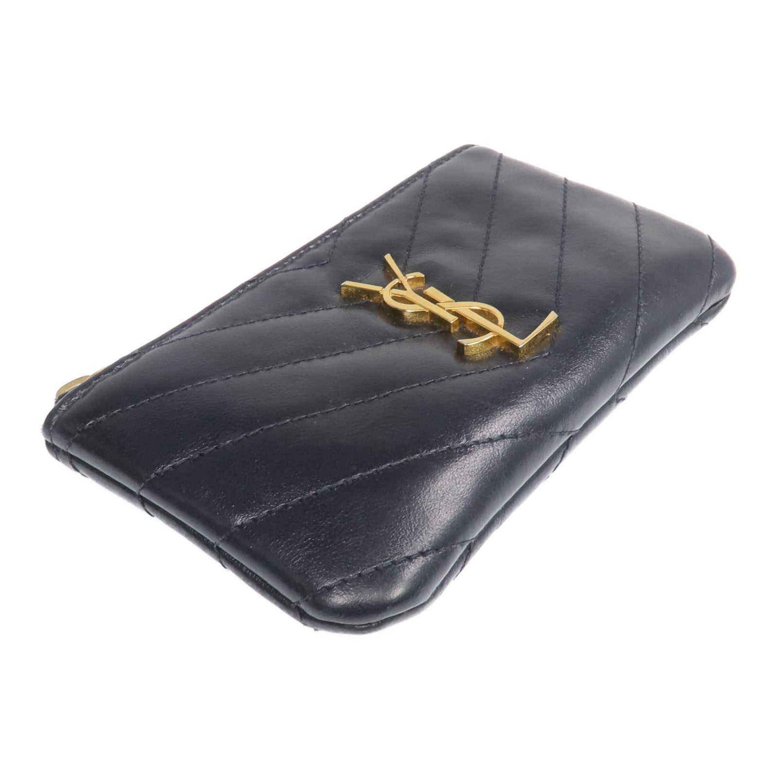 YVES SAINT LAURENT 牛皮皮革Coin Case金扣零錢包