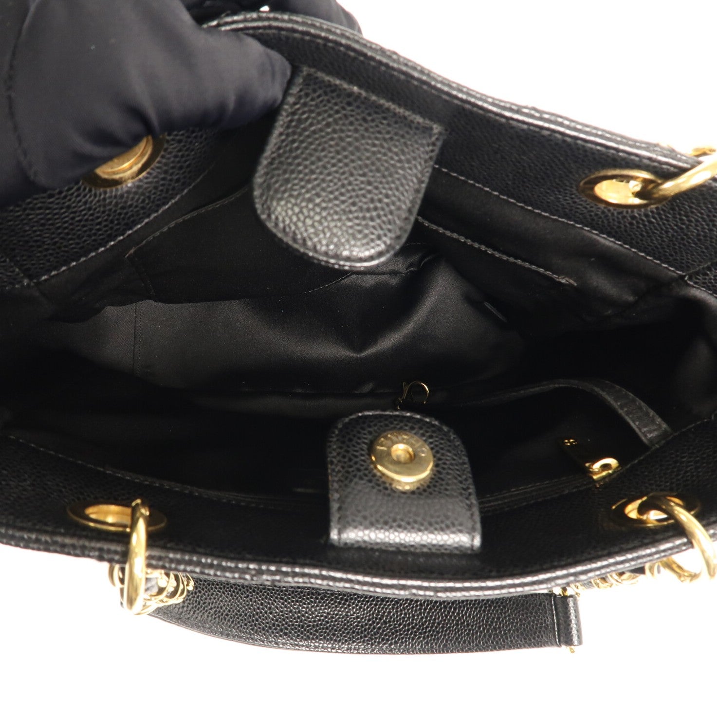 CHANEL 牛皮皮革Shoulder Bag 金扣鏈帶肩背袋