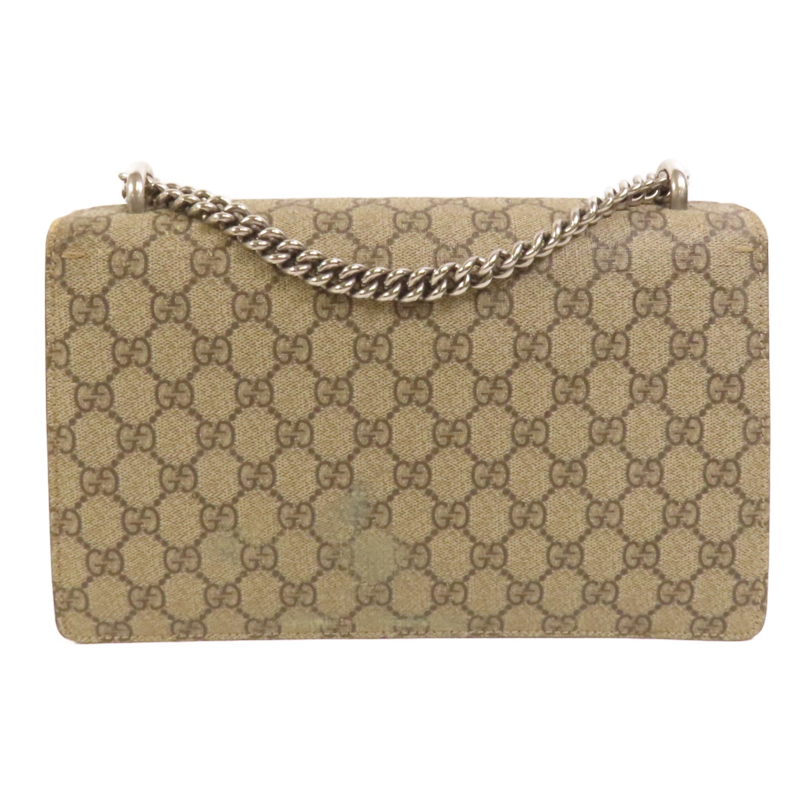 GUCCI 塗層帆布Chain Shoulder銀扣肩背袋