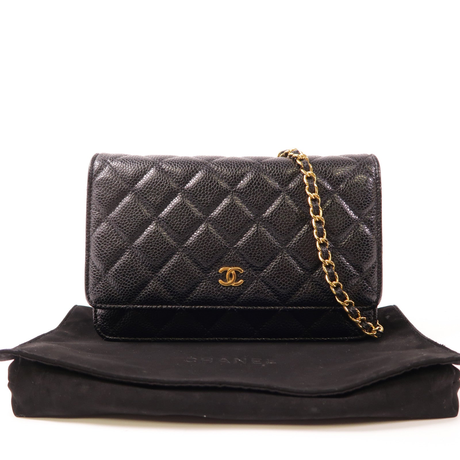 CHANEL 牛皮皮革WOC Wallet On Chain金扣鏈帶肩背袋