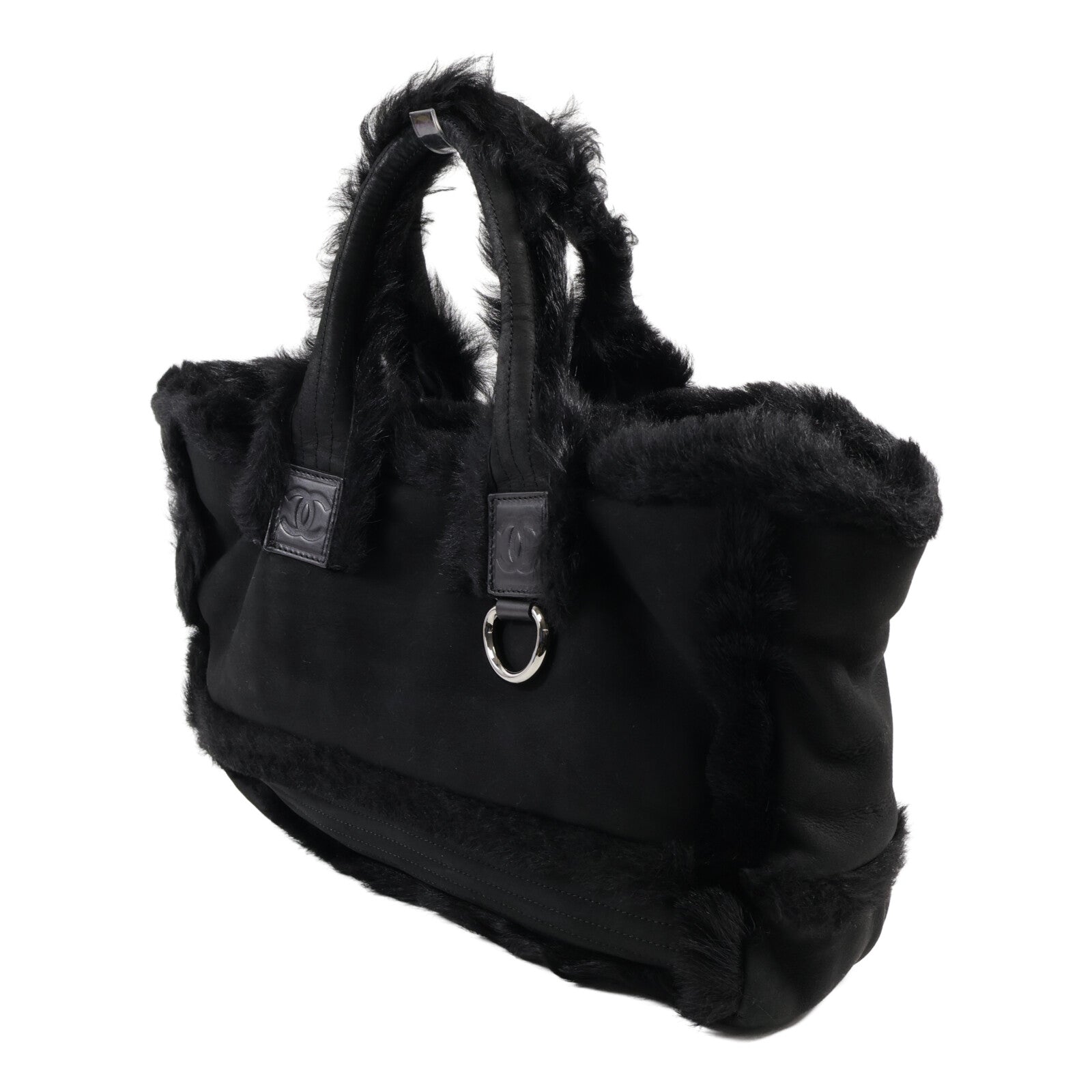 CHANEL 【激減優惠】羊皮/羊毛Tote Bag銀扣手挽袋