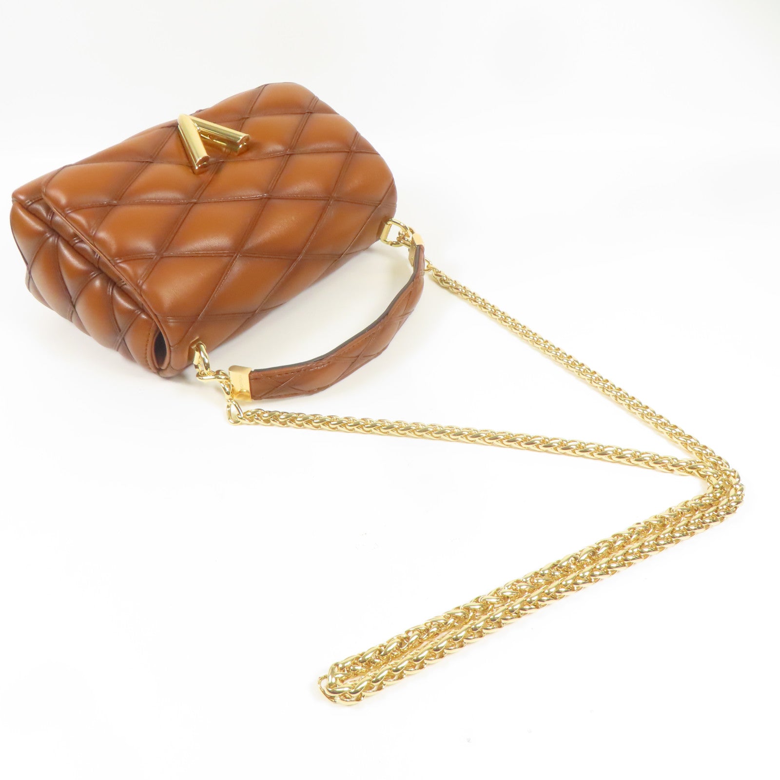 LOUIS VUITTON 羊皮皮革GO-14 MM金扣鏈帶手挽肩背兩用袋