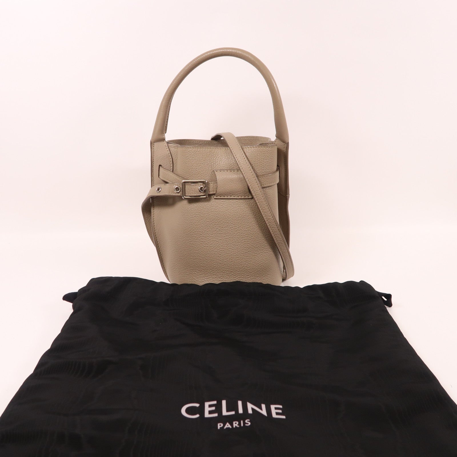CELINE 牛皮皮革Bucket Bag銀扣手挽肩背兩用袋