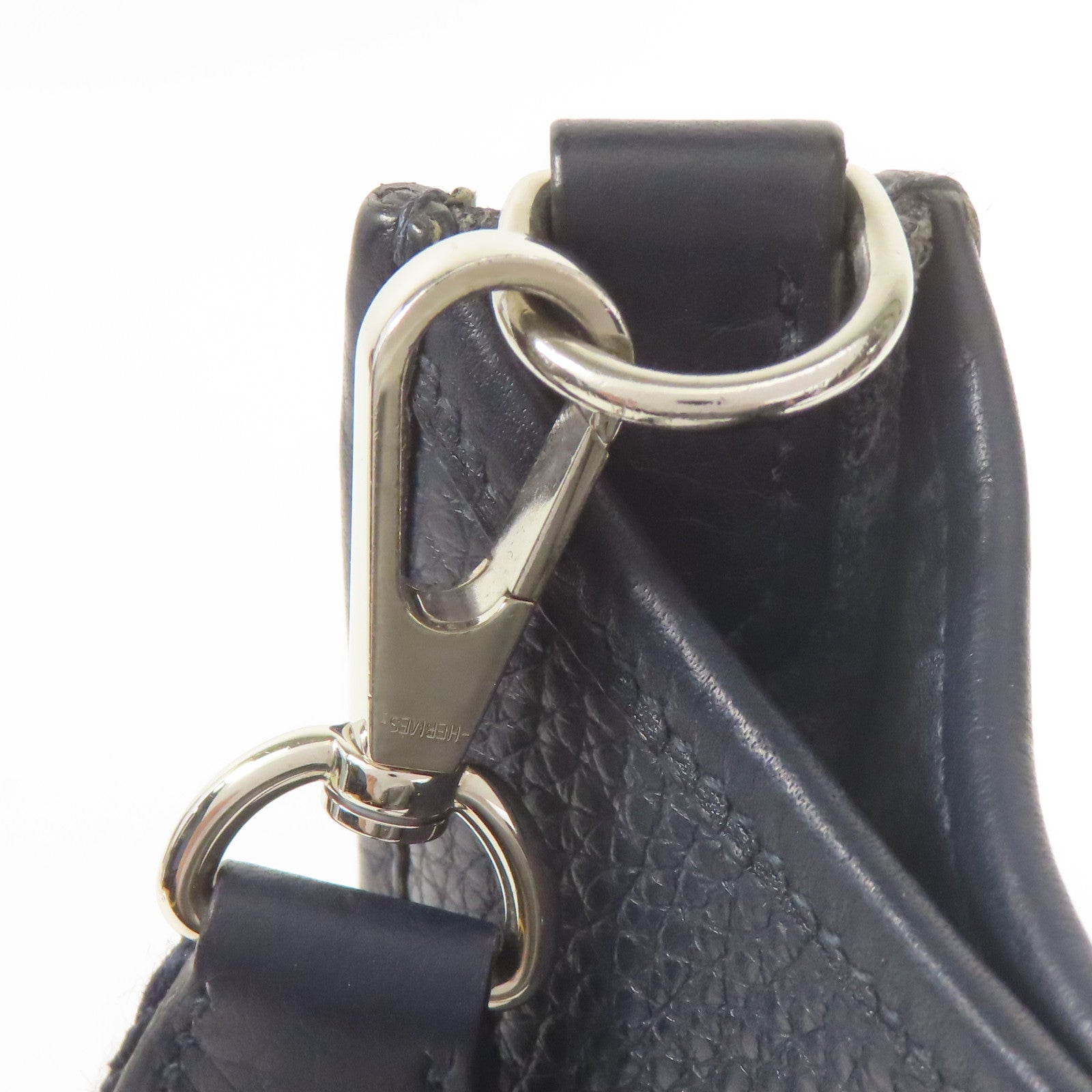 HERMES Clemence皮革Evelyne TPM銀扣肩背袋Bleu Ocean
