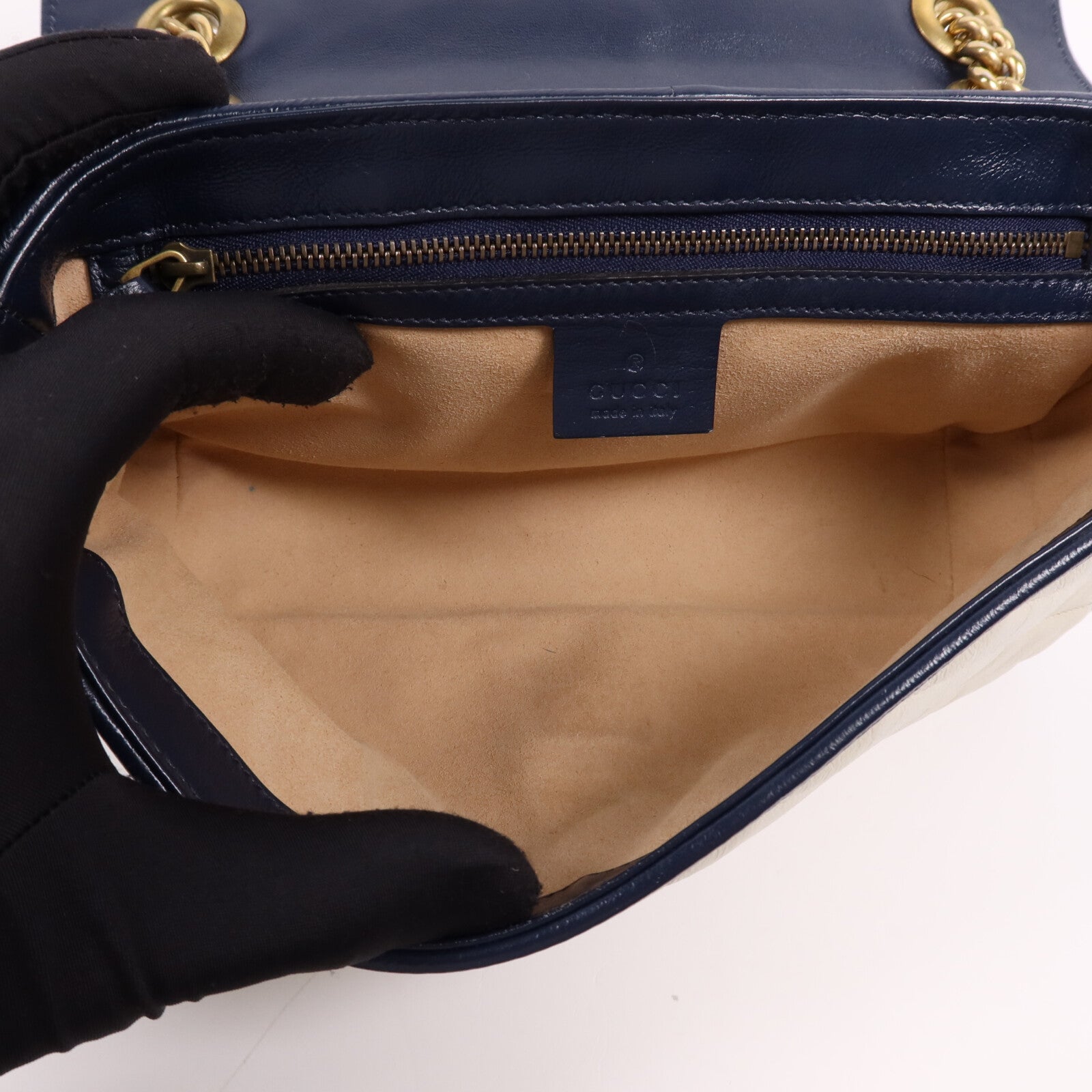 GUCCI 牛皮皮革GG Marmont金扣鏈帶肩背袋