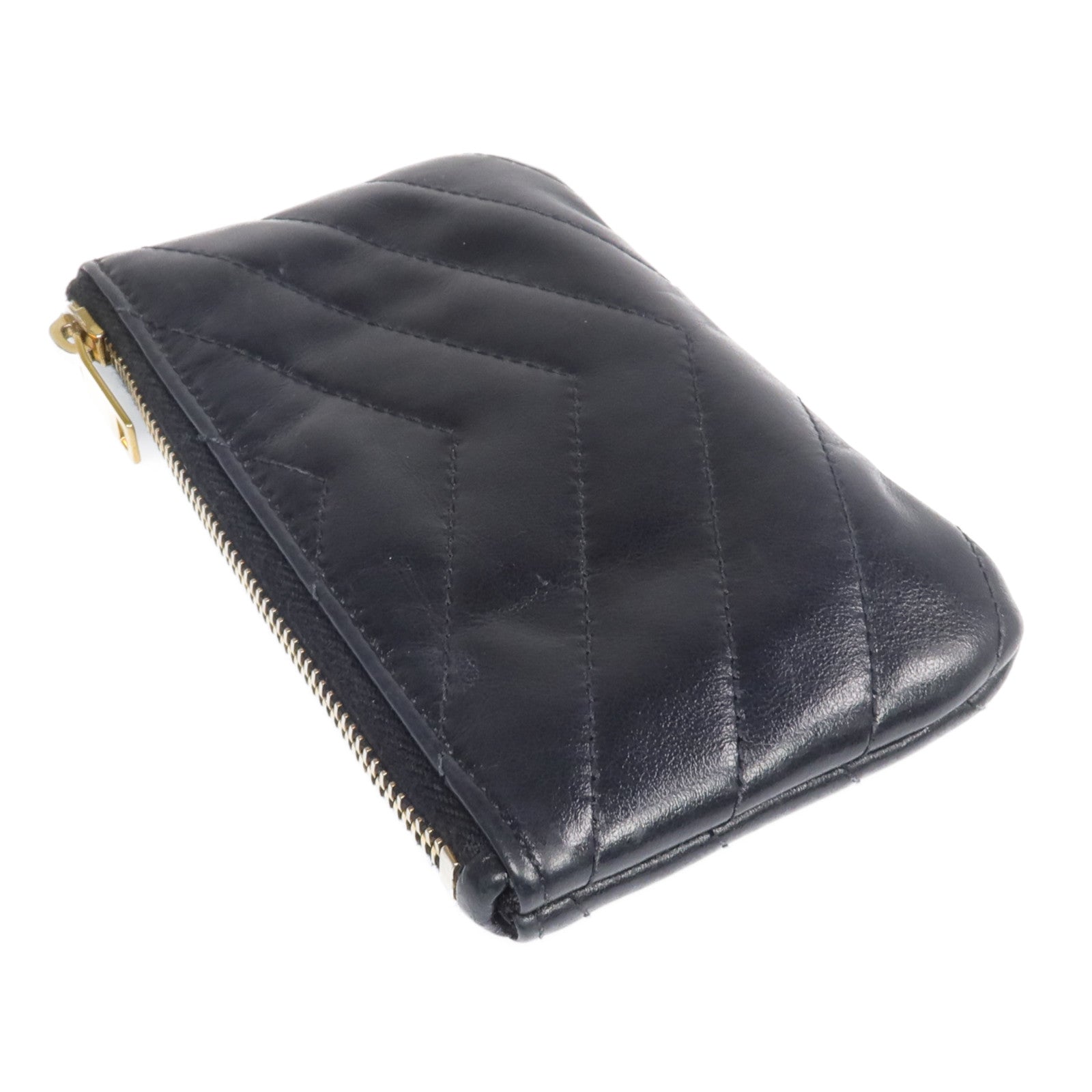 YVES SAINT LAURENT 牛皮皮革Coin Case金扣零錢包