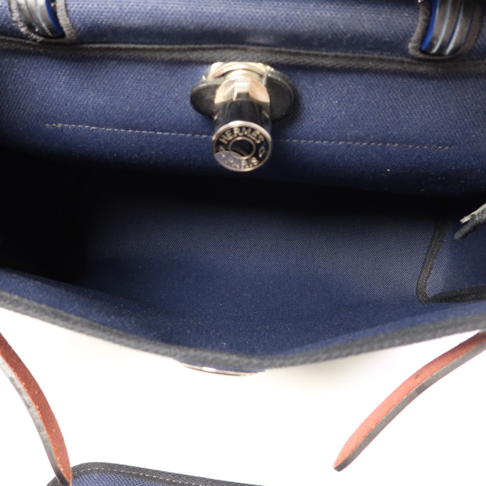 HERMES 帆布Herbag PM銀扣手挽肩背兩用袋