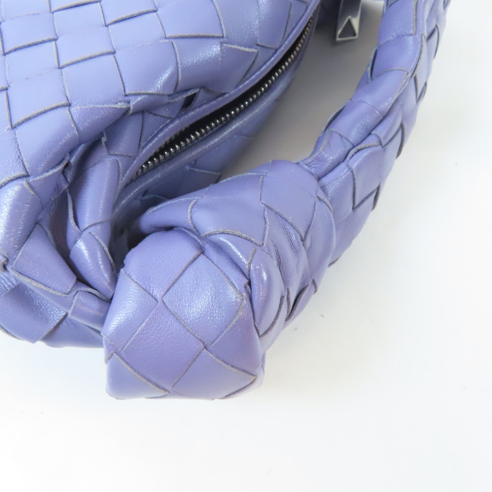 BOTTEGA VENETA 【激減優惠】牛皮皮革Mini Jodie銀扣手挽袋紫色