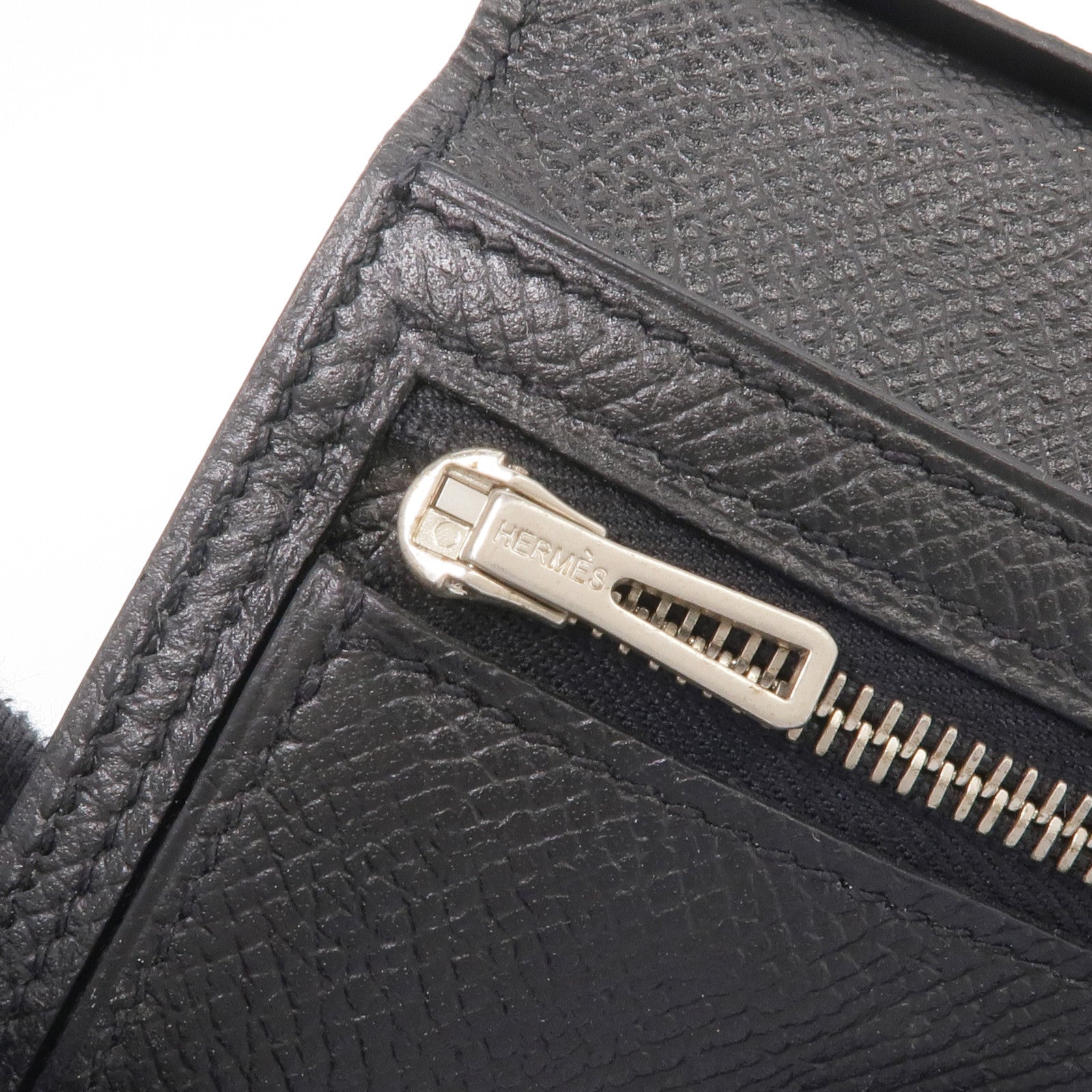 HERMES Epsom皮革Bearn Long Wallet銀扣長錢包Noir