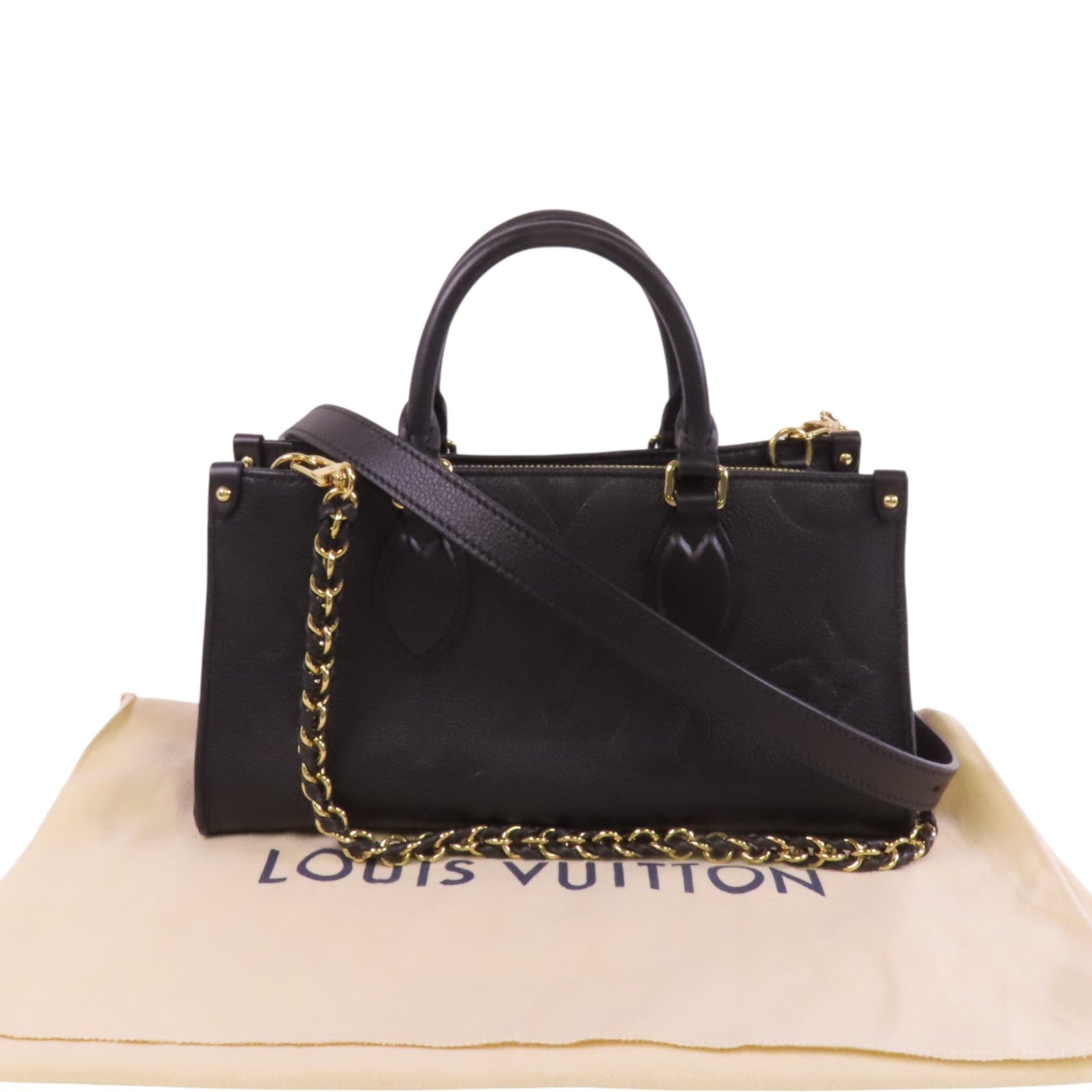 LOUIS VUITTON Monogram Empreinte OnTheGo East West金扣手挽肩背兩用袋