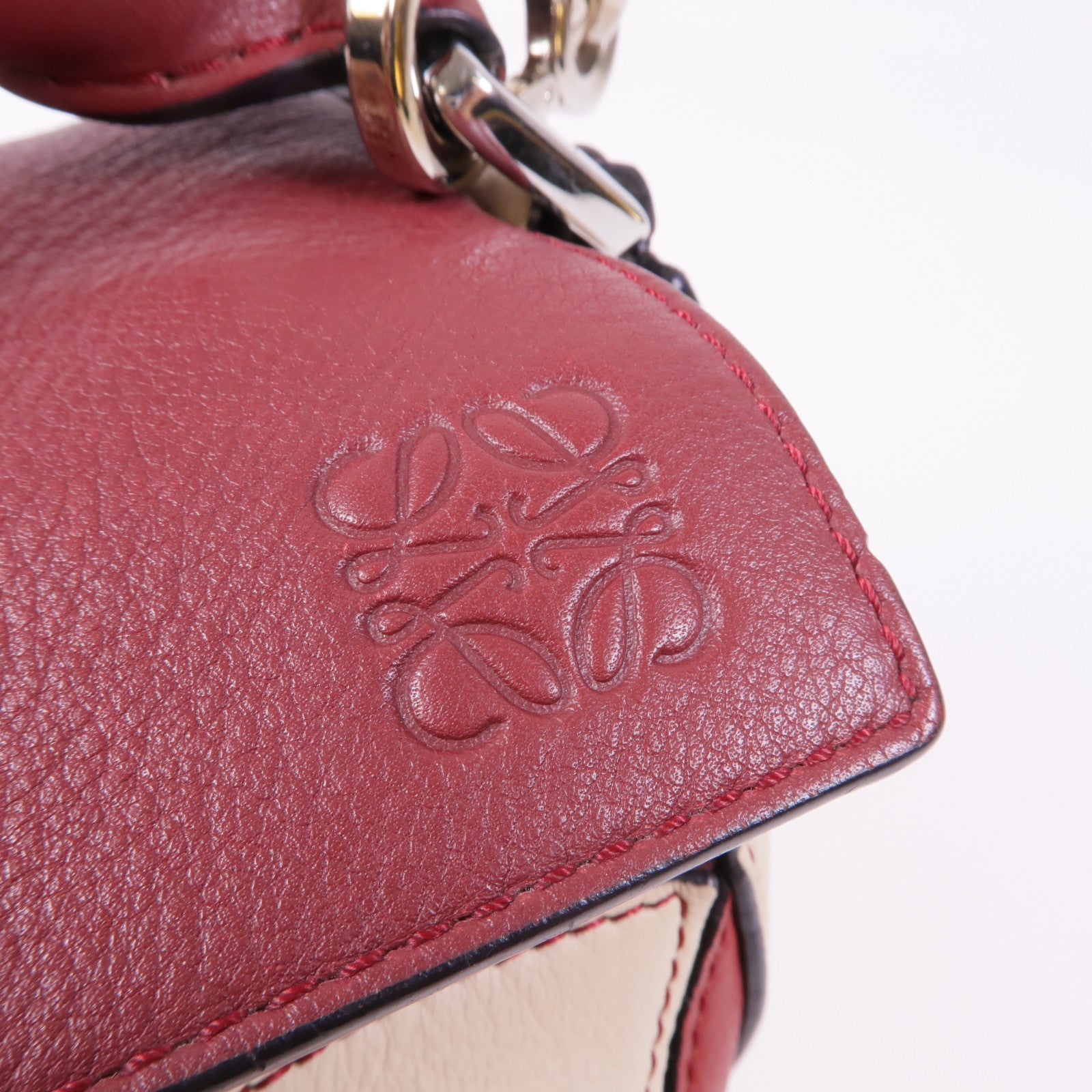LOEWE 牛皮皮革Puzzle Small銀扣手挽肩背兩用袋