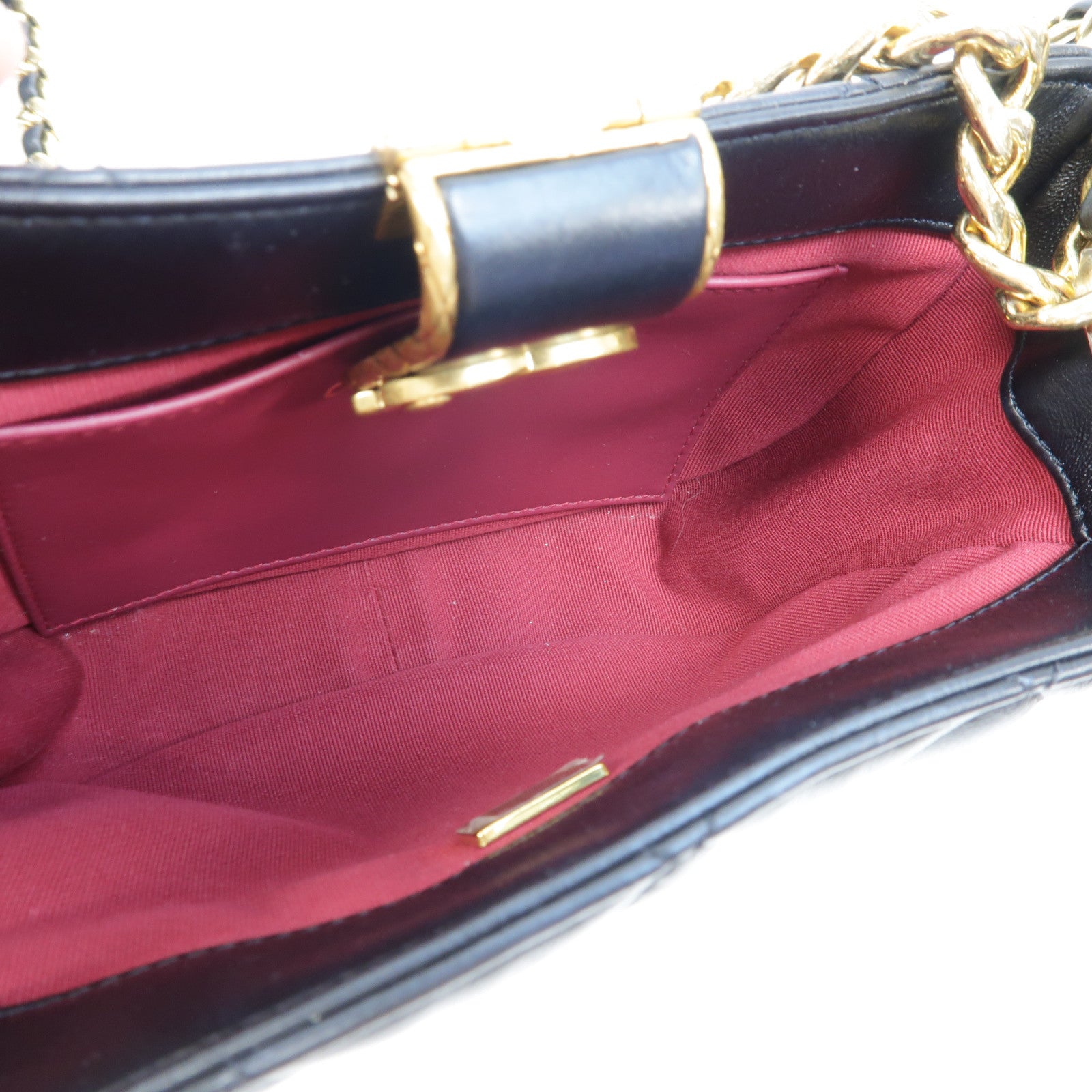CHANEL 菱格羊皮皮革2way Chain Shoulder Bag金扣手挽肩背兩用袋黑色