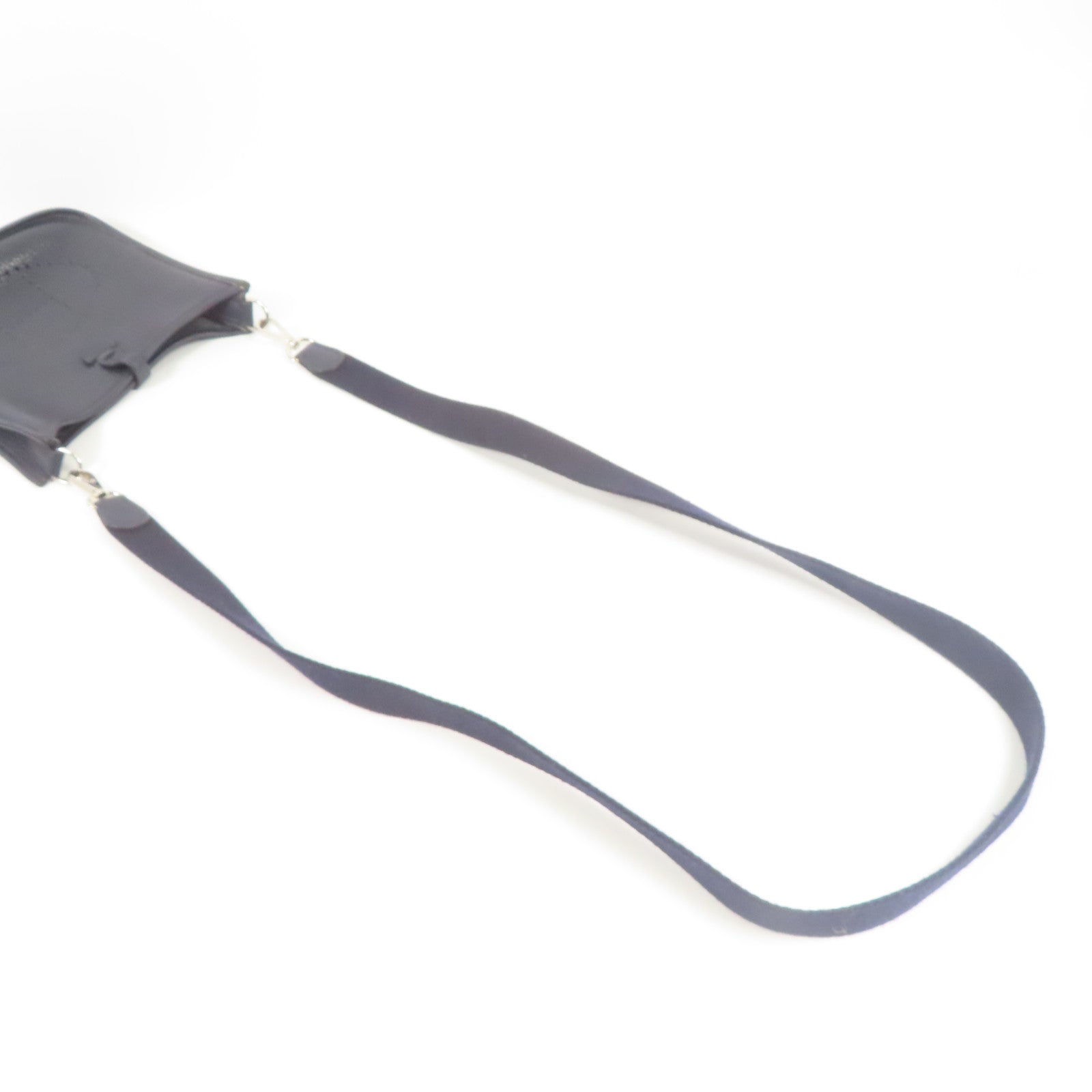 HERMES Clemence皮革Evelyne TPM銀扣肩背袋Bleu Ocean