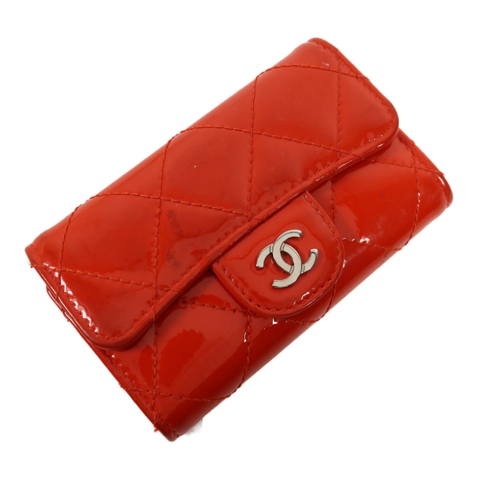 CHANEL 漆皮皮革Key Holder銀扣鑰匙包