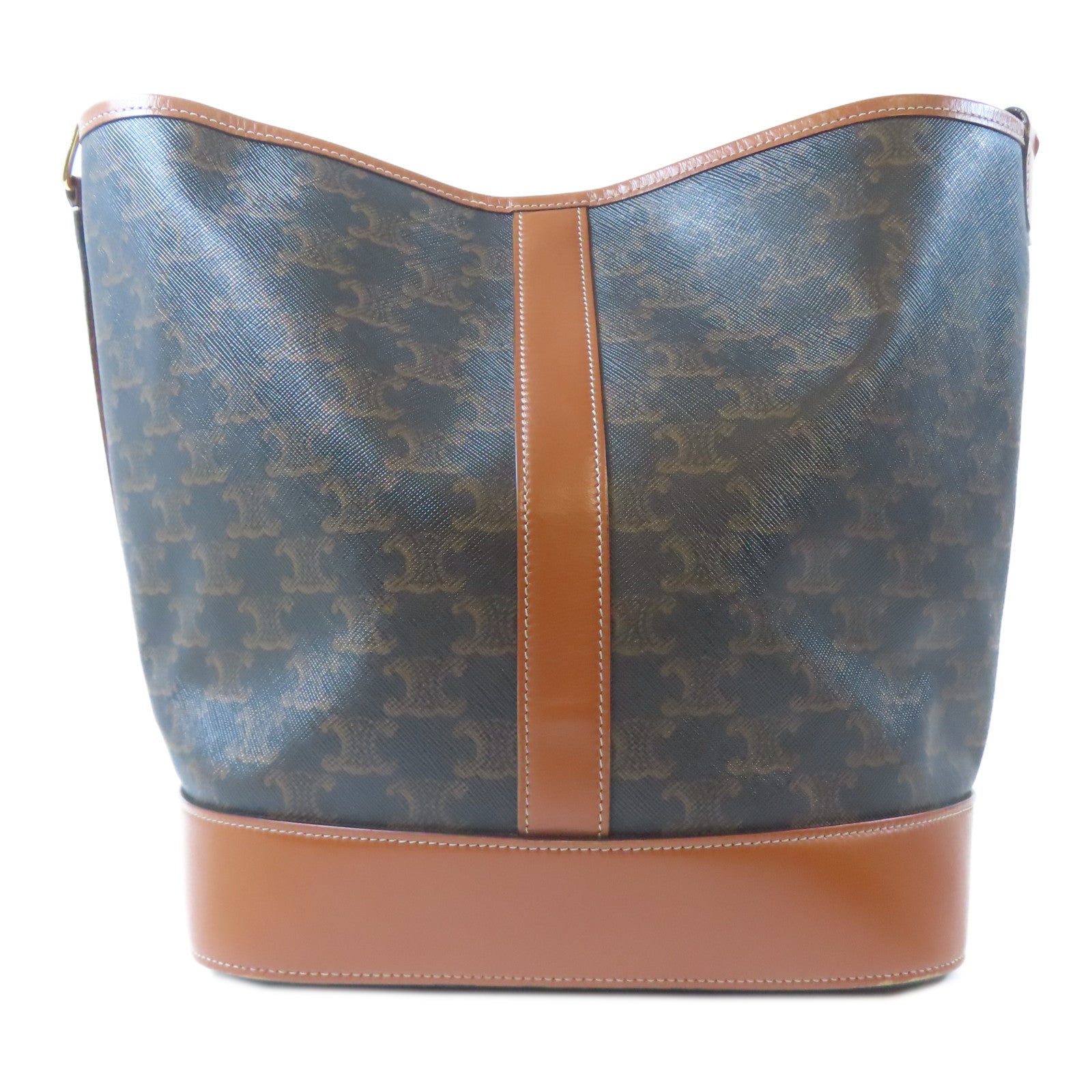 CELINE 塗層帆布Crossbody Bag金扣肩背袋啡色