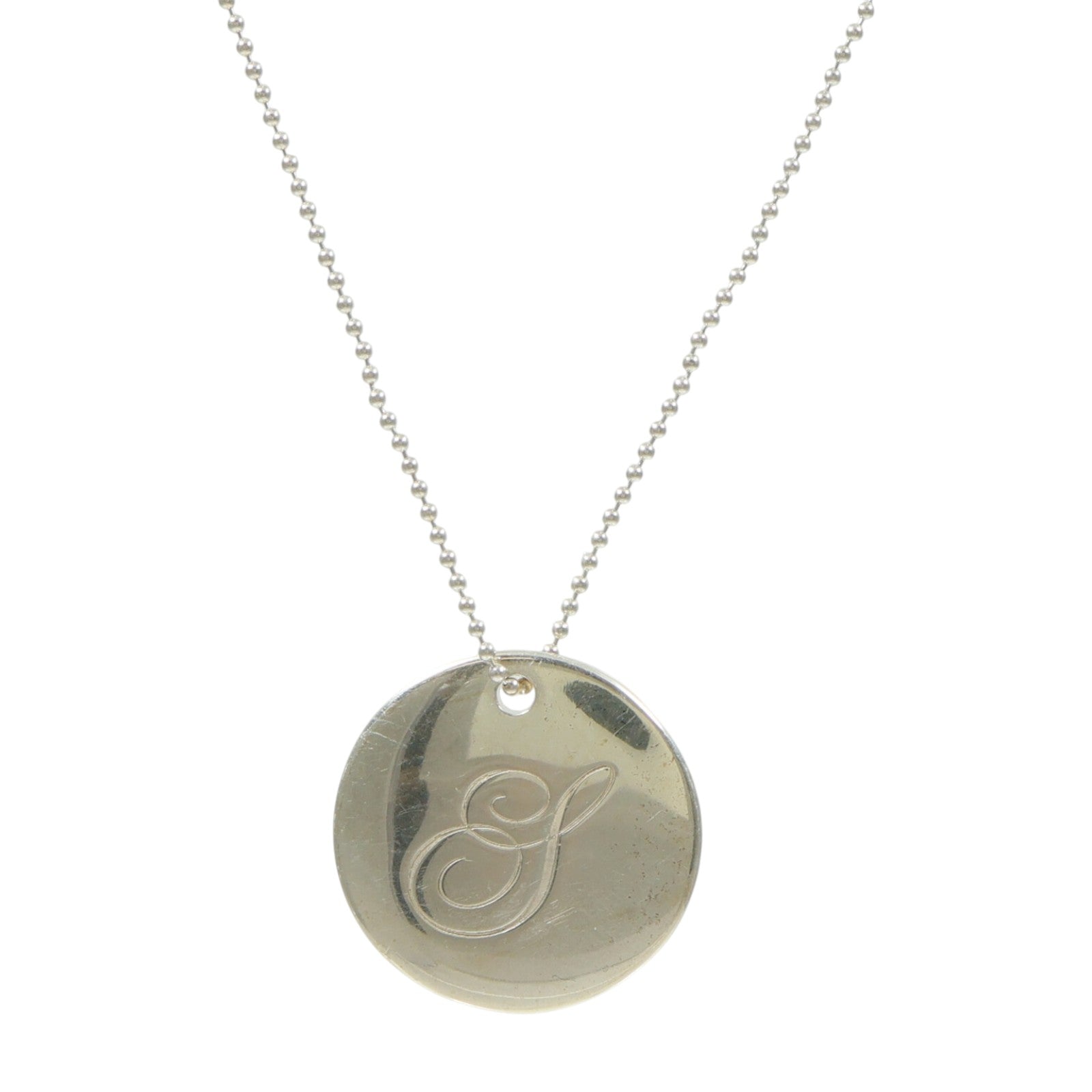 TIFFANY＆CO 925純銀S Notes Alphabet Disc Charm Pendant項鍊