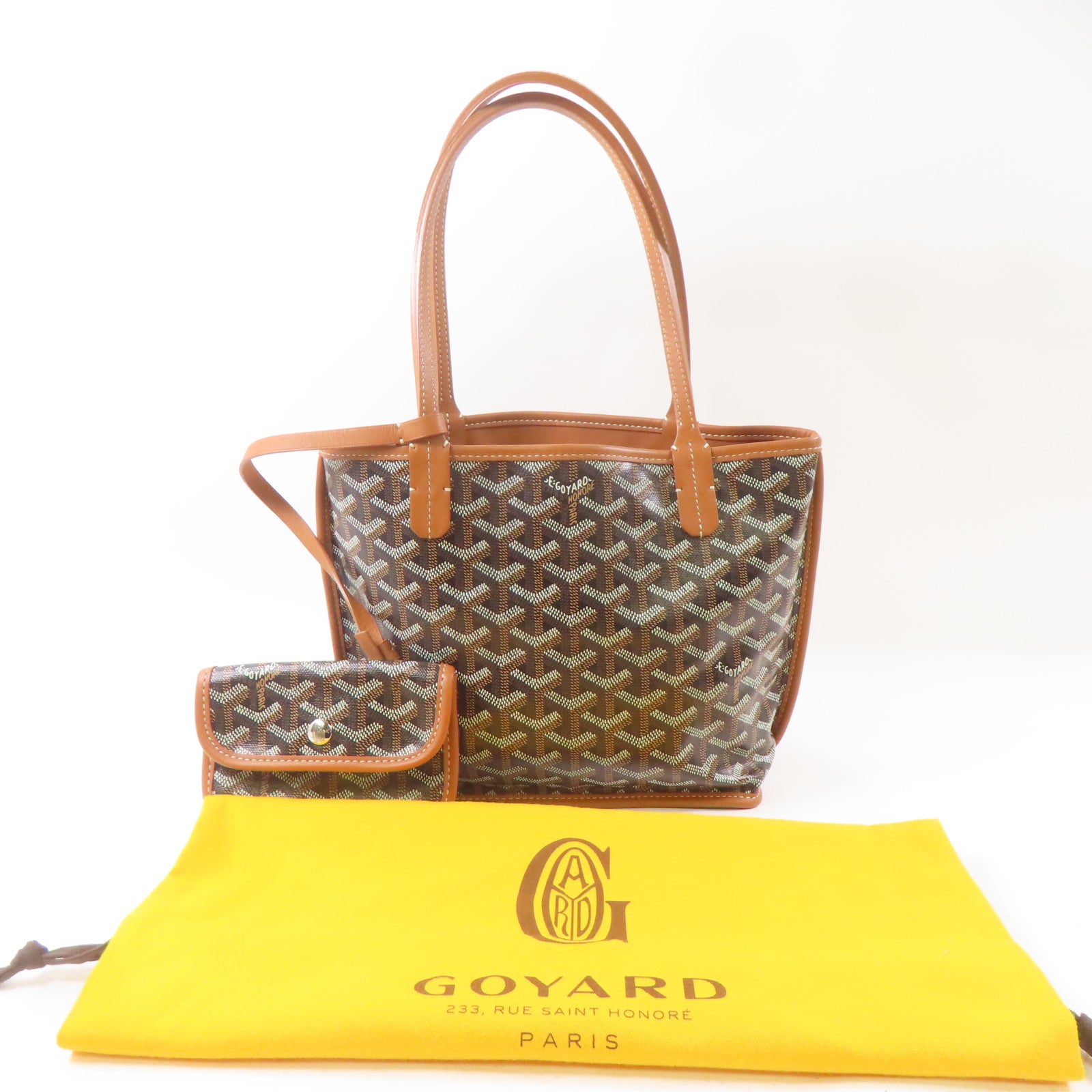 GOYARD 塗層帆布Mini Anjou Tote Bag銀扣手挽袋啡色