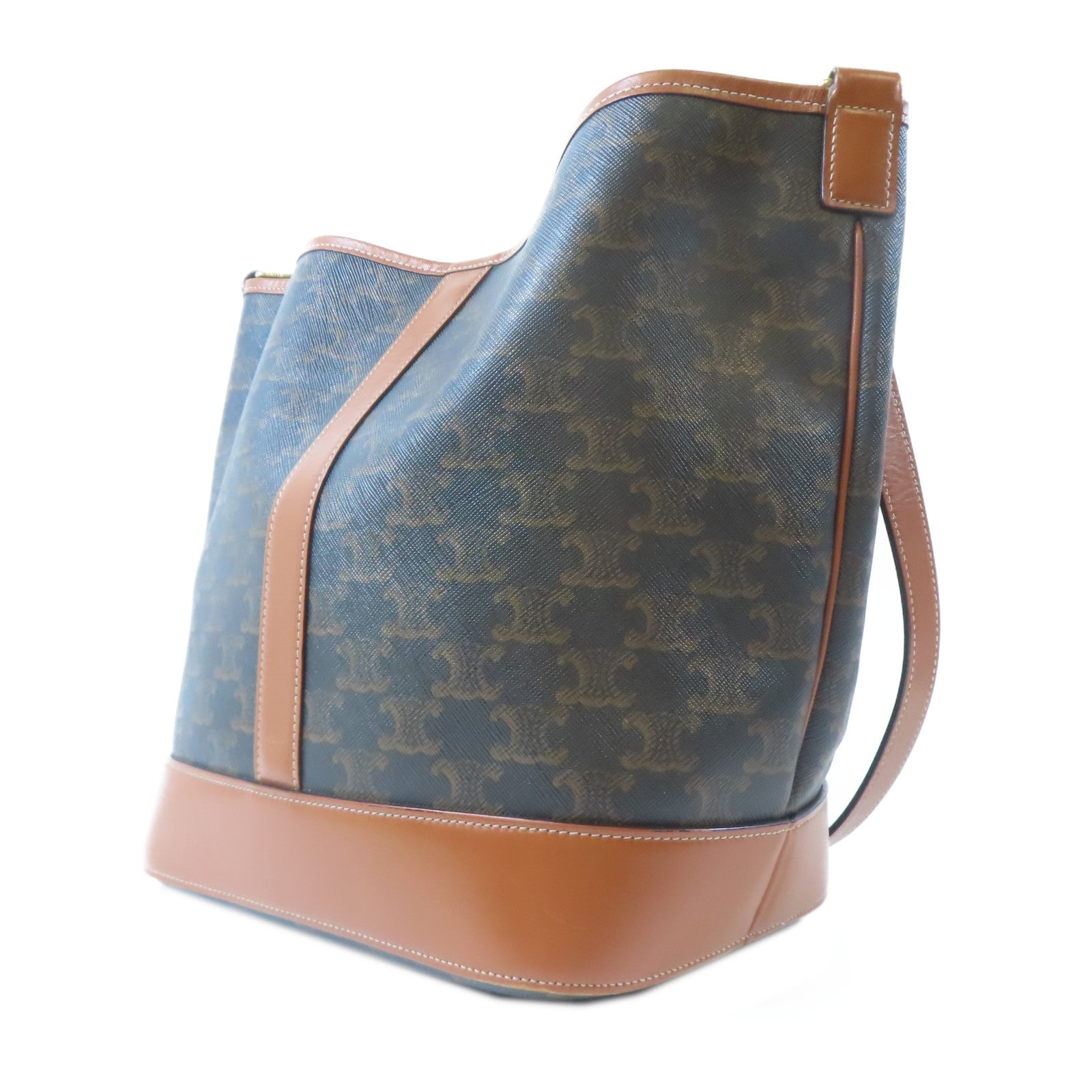 CELINE 塗層帆布Crossbody Bag金扣肩背袋啡色