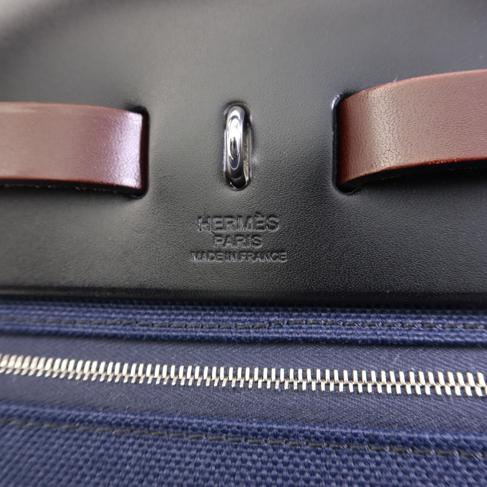 HERMES 帆布Herbag PM銀扣手挽肩背兩用袋