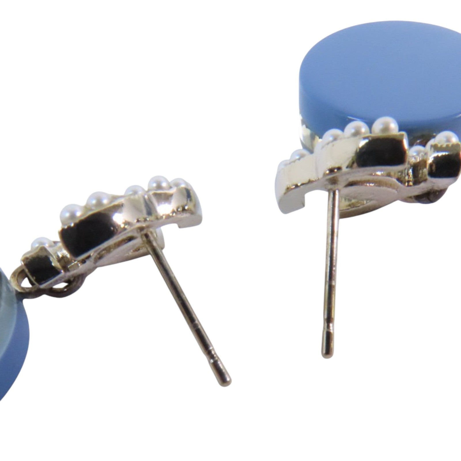 CHANEL 金屬/仿珍珠/PVC Earrings銀扣耳環