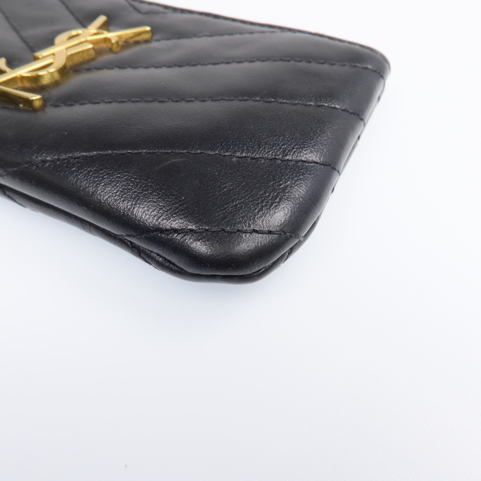 YVES SAINT LAURENT 牛皮皮革Coin Case金扣零錢包