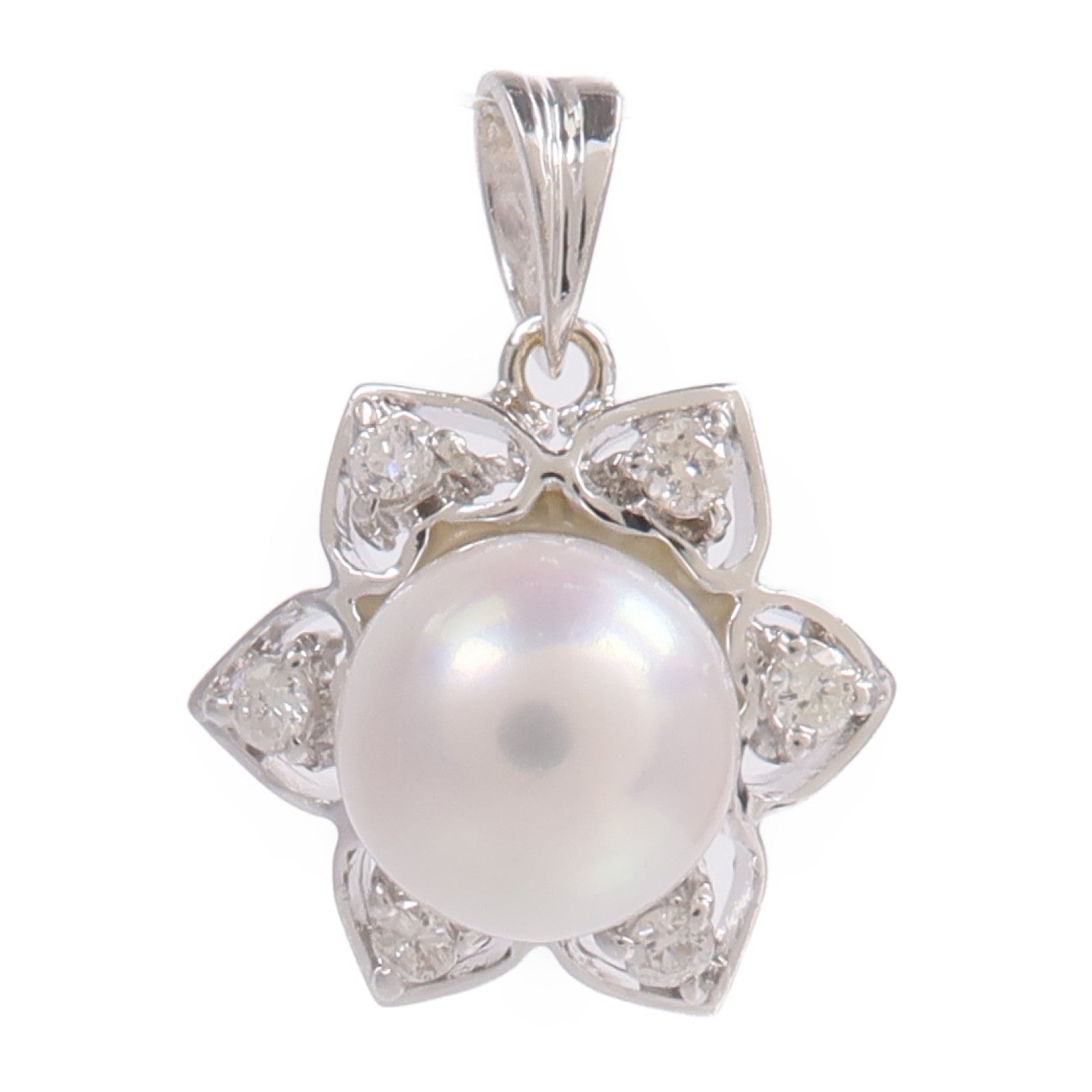 JEWELRY 18K白金Diamond Pearl Pendant Top珍珠/鑽石吊墜