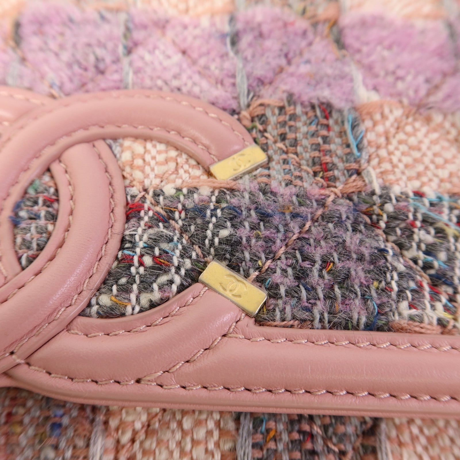 CHANEL 粗花呢CC Filigree Flap金扣鏈帶肩背袋