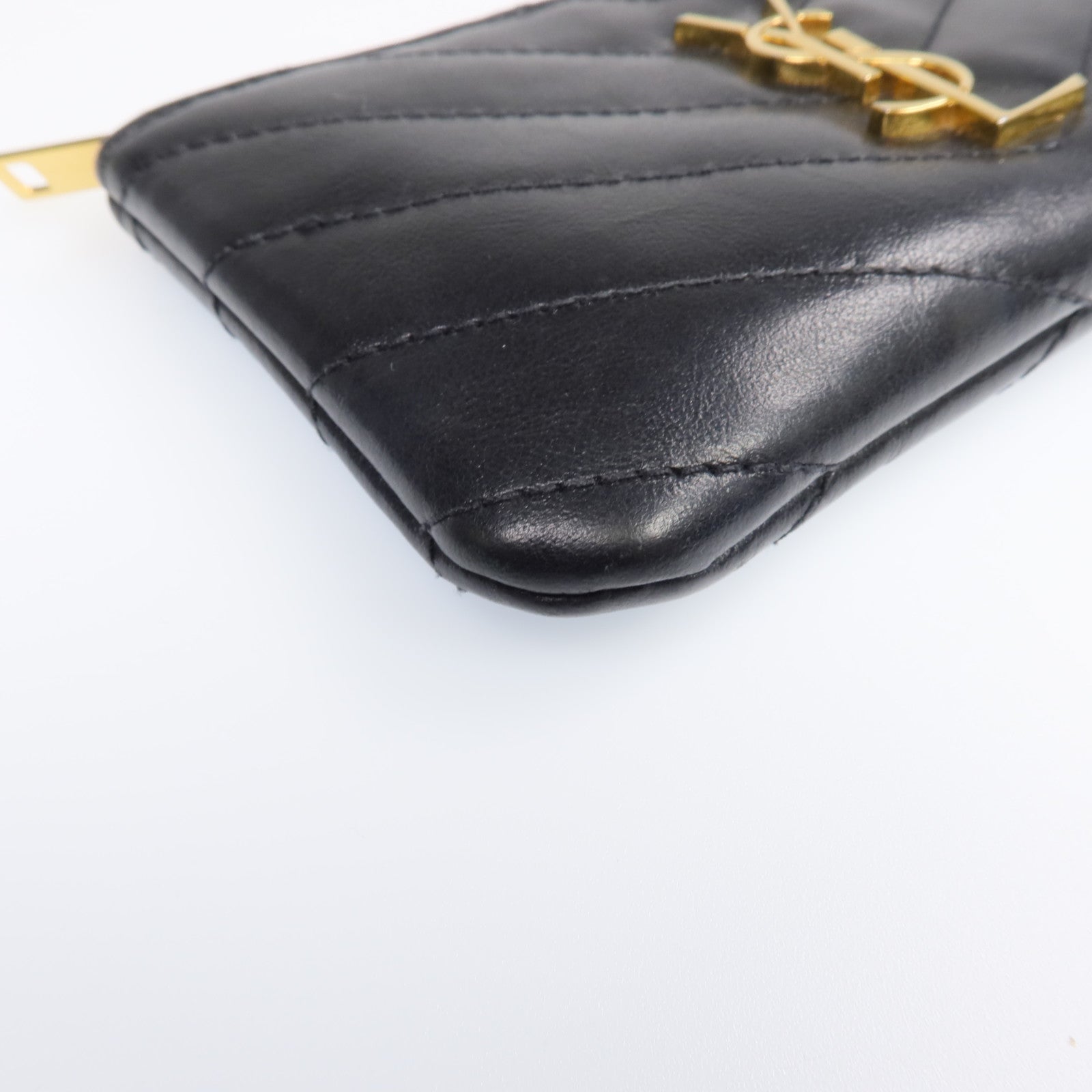 YVES SAINT LAURENT 牛皮皮革Coin Case金扣零錢包