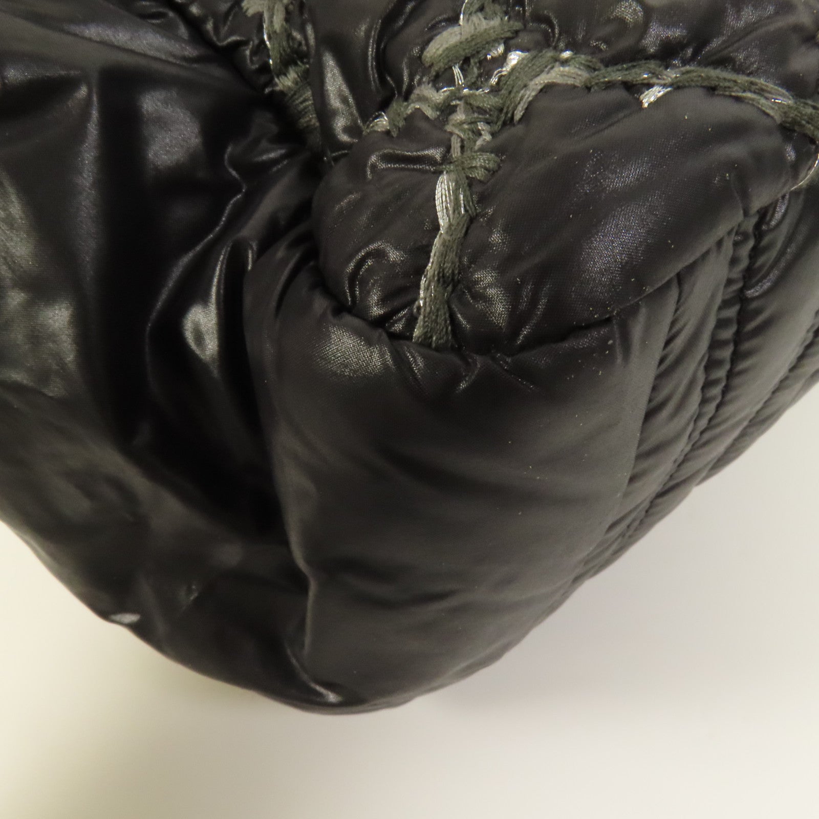 CHANEL 尼龍Chain Shoulder銀扣鏈帶肩背袋