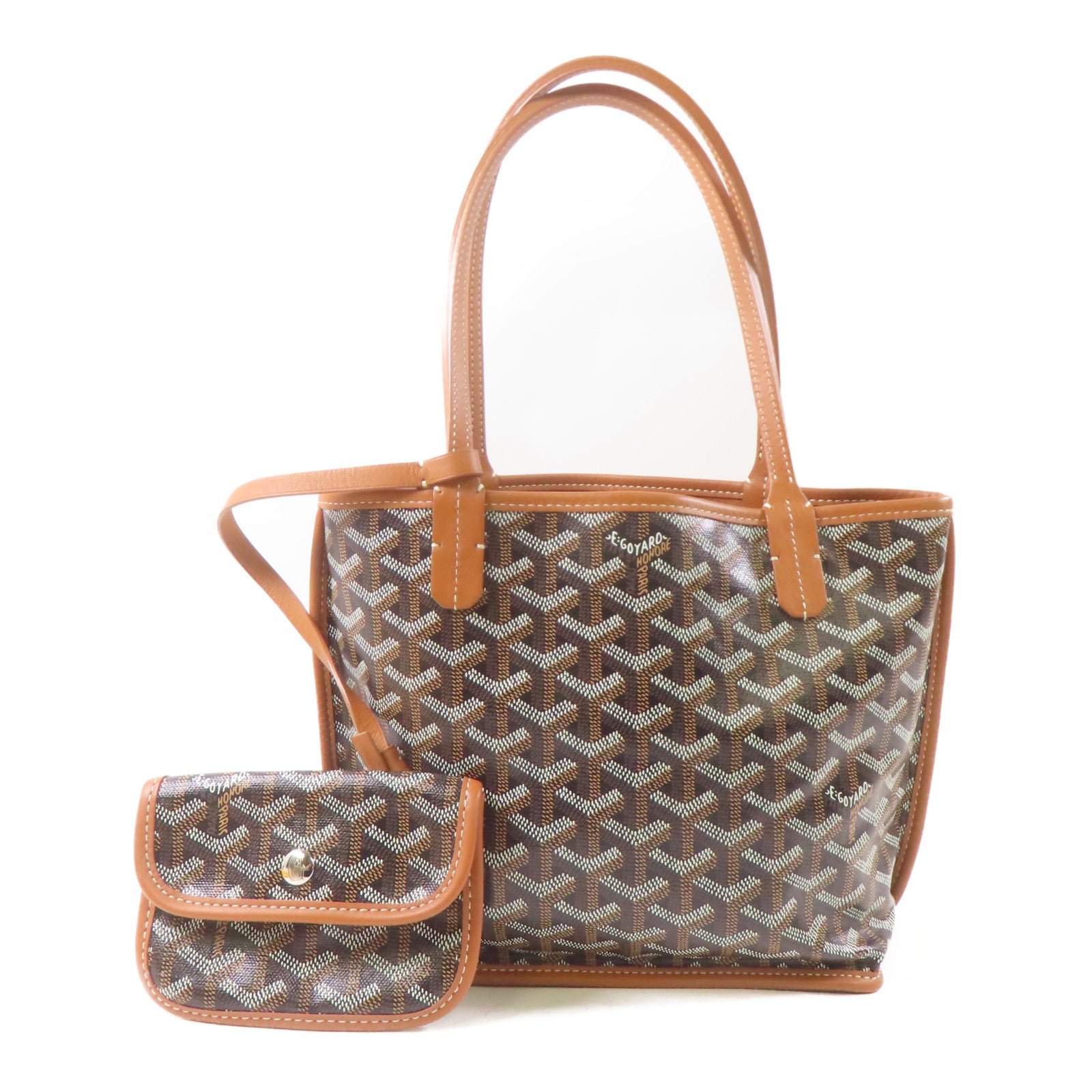 GOYARD 塗層帆布Mini Anjou Tote Bag銀扣手挽袋啡色