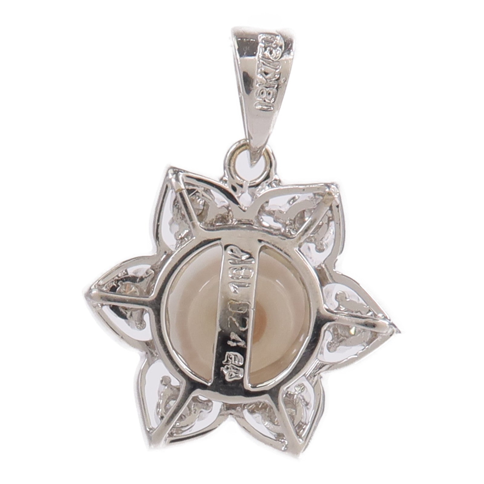 JEWELRY 18K白金Diamond Pearl Pendant Top珍珠/鑽石吊墜