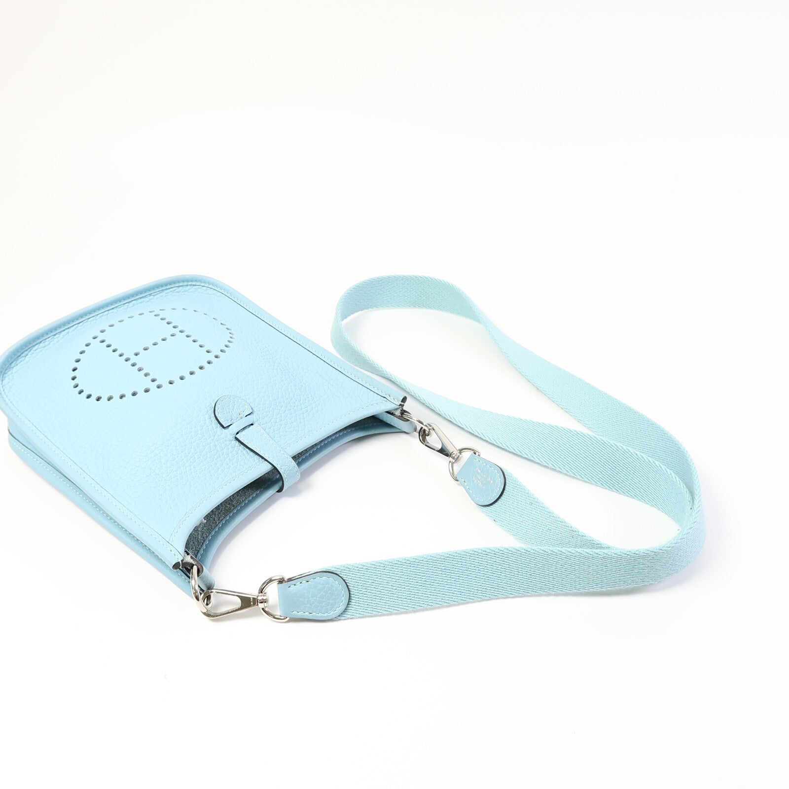 HERMES Evelyne TPM肩背袋Bleu Atoll
