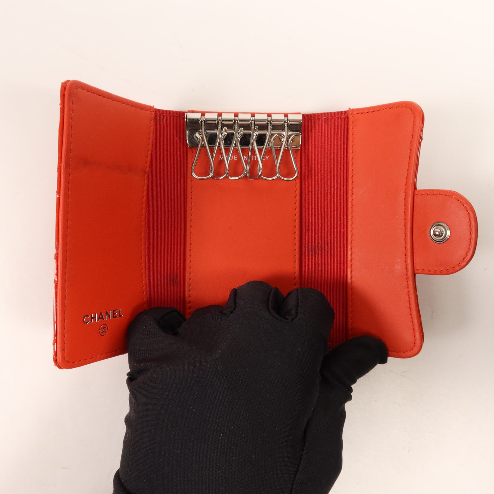 CHANEL 漆皮皮革Key Holder銀扣鑰匙包