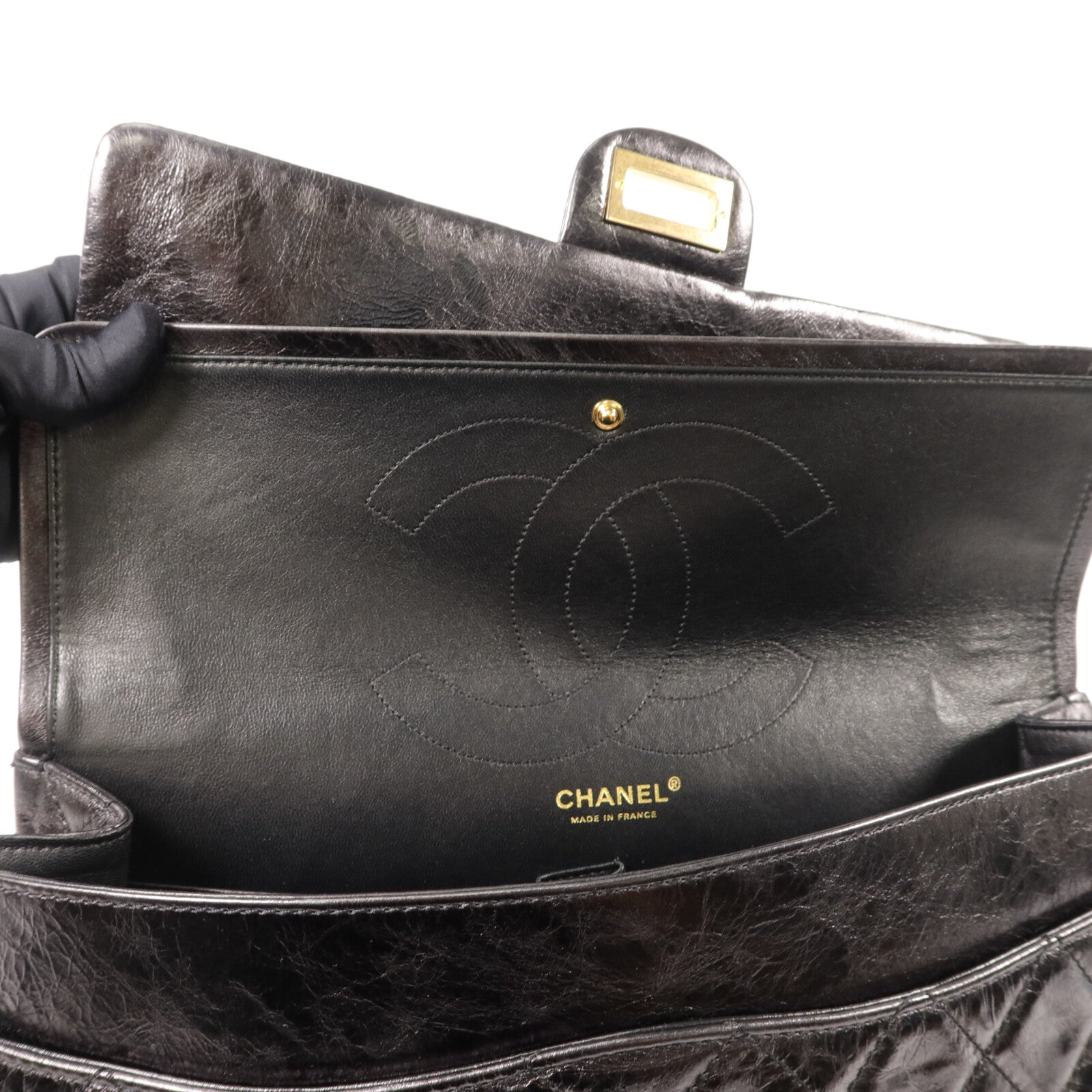CHANEL 羊皮皮革2.55 XL鏈帶肩背袋